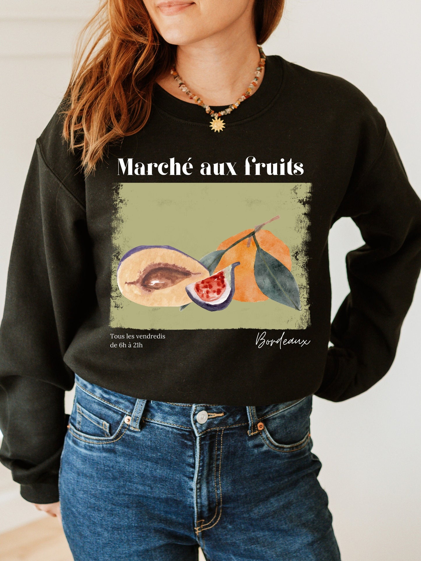 Farmers Market French Marche aux fruits fleurs SweatShirt * Danish Springcore French Girl * Paris Poster Print * Clean Girl Sunday Reset