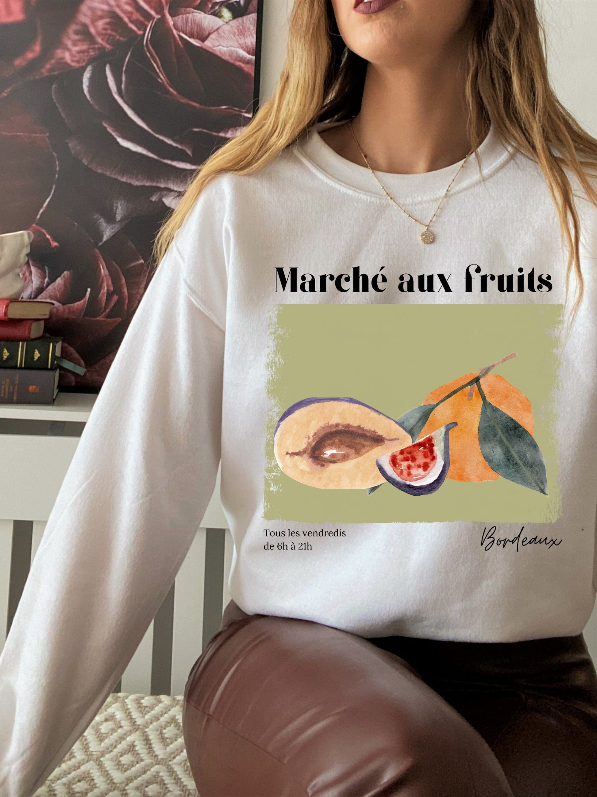 Farmers Market French Marche aux fruits fleurs SweatShirt * Danish Springcore French Girl * Paris Poster Print * Clean Girl Sunday Reset