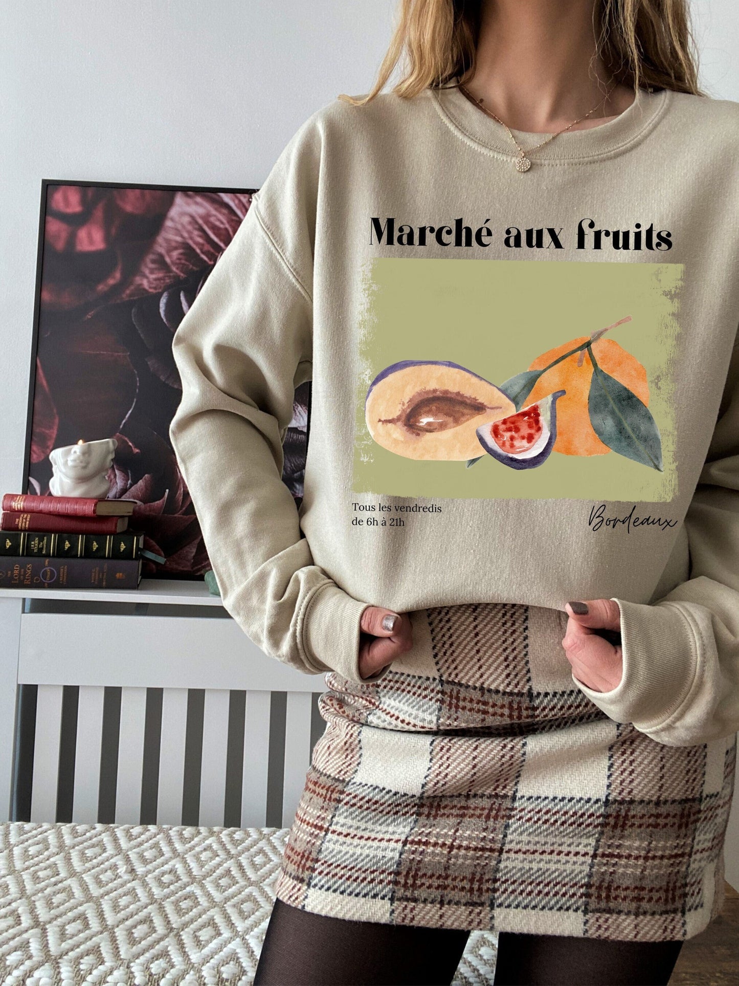 Farmers Market French Marche aux fruits fleurs SweatShirt * Danish Springcore French Girl * Paris Poster Print * Clean Girl Sunday Reset