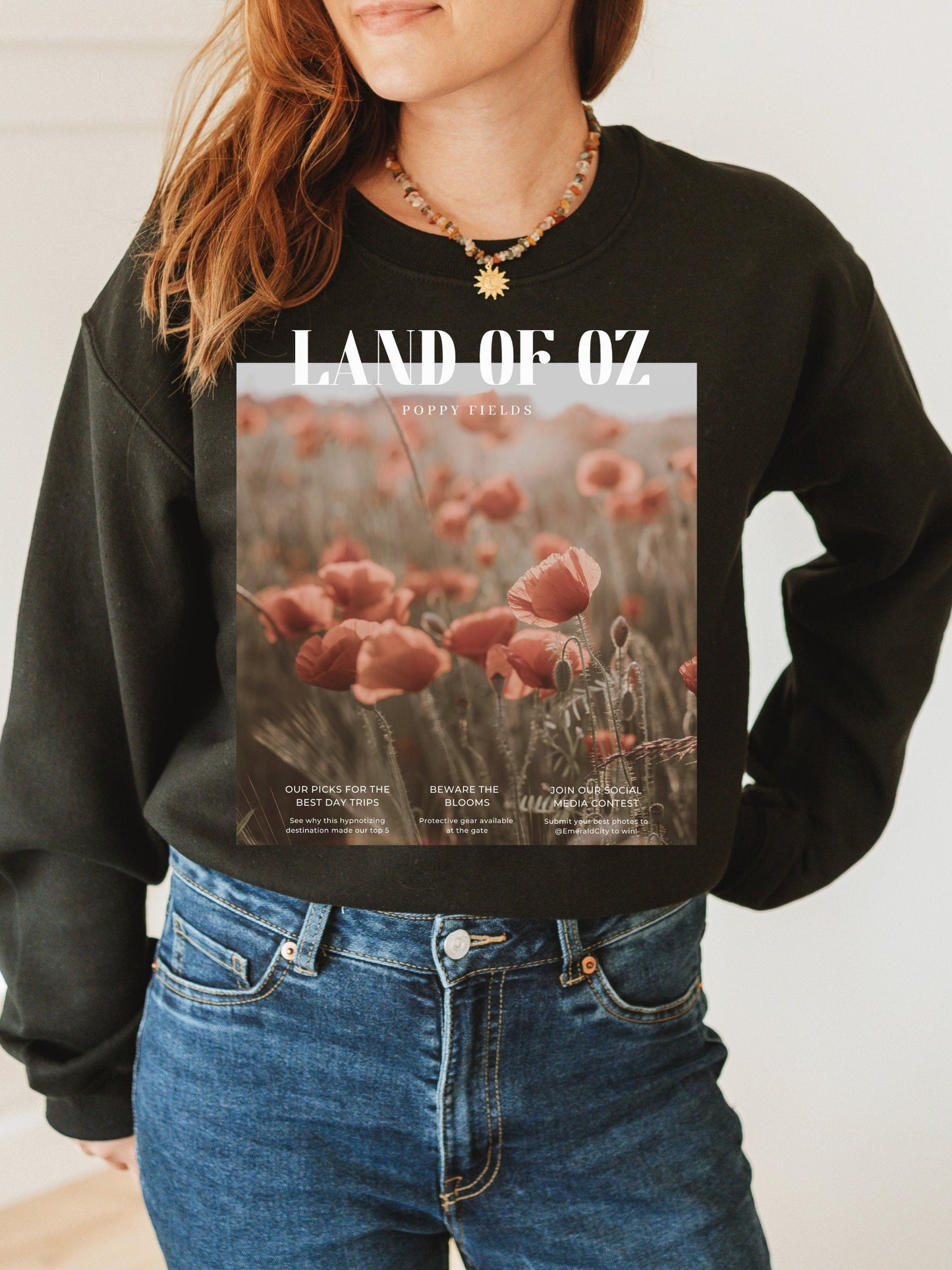 Land of Oz Travel Magazine Sweatshirt * Wizard of Oz Poppy Fields Emerald City National Park Tee * Literature Merch * Book Lover Gift