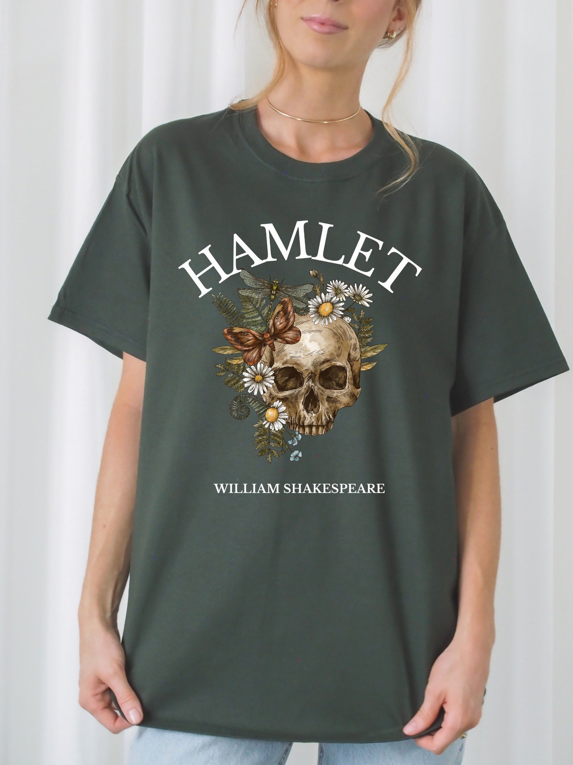 Shakespeare Hamlet Tee Shirt * Literature Literary Bookish Merch * Bookworm Christmas Gift * Poet Light Dark Academia * Book Cover Shirt