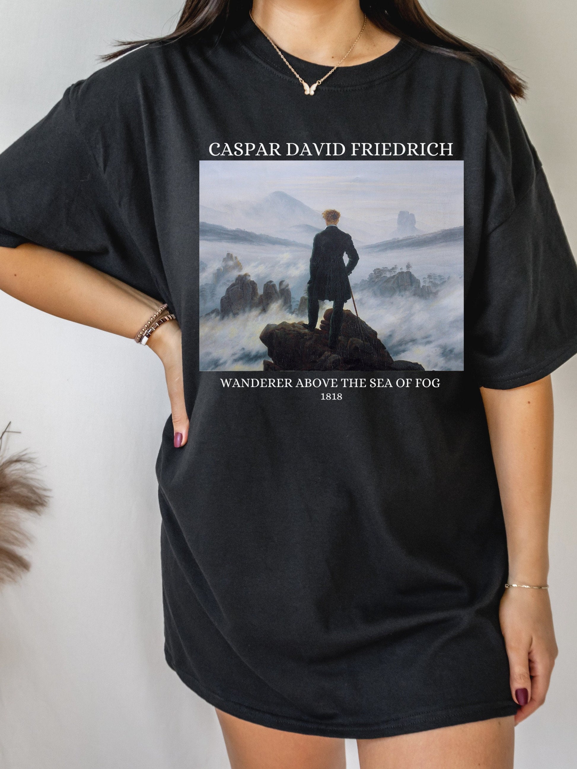 Caspar David Friedrich The Wanderer Romanticism Romantic Art History Tee Shirt Tshirt * Fine Art Lover Gift * Dark Academia Aesthetic