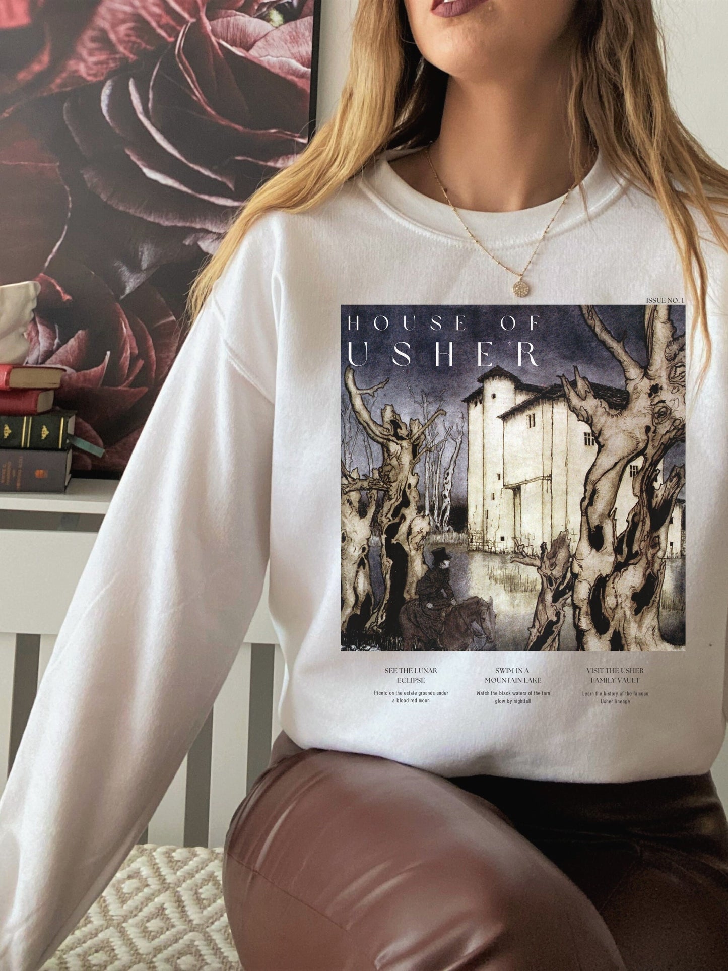 Edgar Allan Poe House of Usher Sweatshirt * Literature Literary Bookish Shirt * Bookworm Christmas Gift * Goth Dark Academia