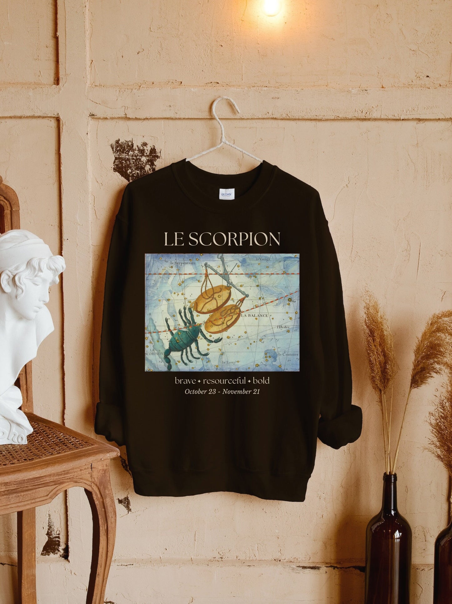 Scorpio French Zodiac Constellation Astrology Horoscope Sweatshirt * Scorpio Birthday Birth Date Shirt * Water Sign * Light Dark Academia