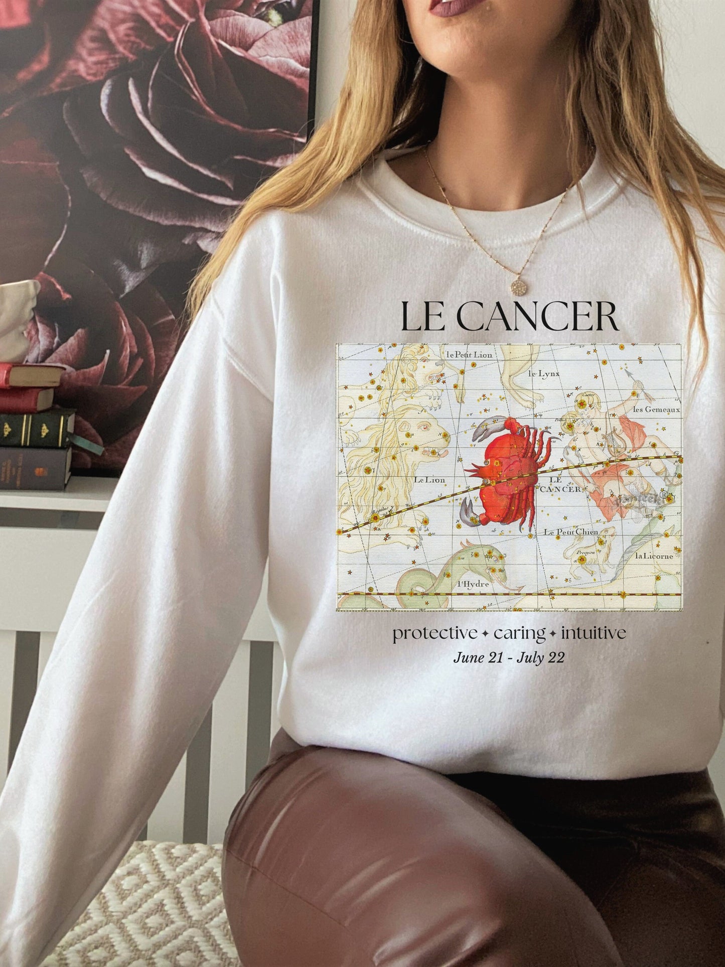 Cancer French Zodiac Constellation Astrology Horoscope Sweatshirt * Cancer Birthday Birth Date Shirt * Fire Sign Gift * Light Dark Academia