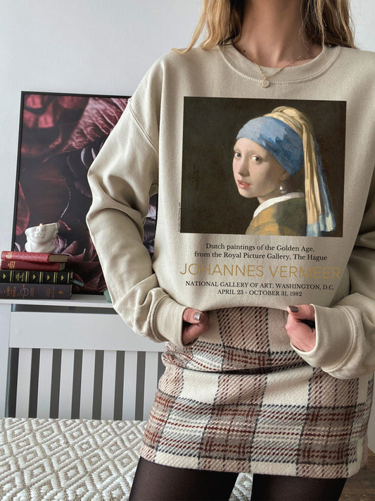 Johannes Vermeer Girl with a Pearl Earring Art History Dark Academia Aesthetic Sweatshirt Museum Exhibit