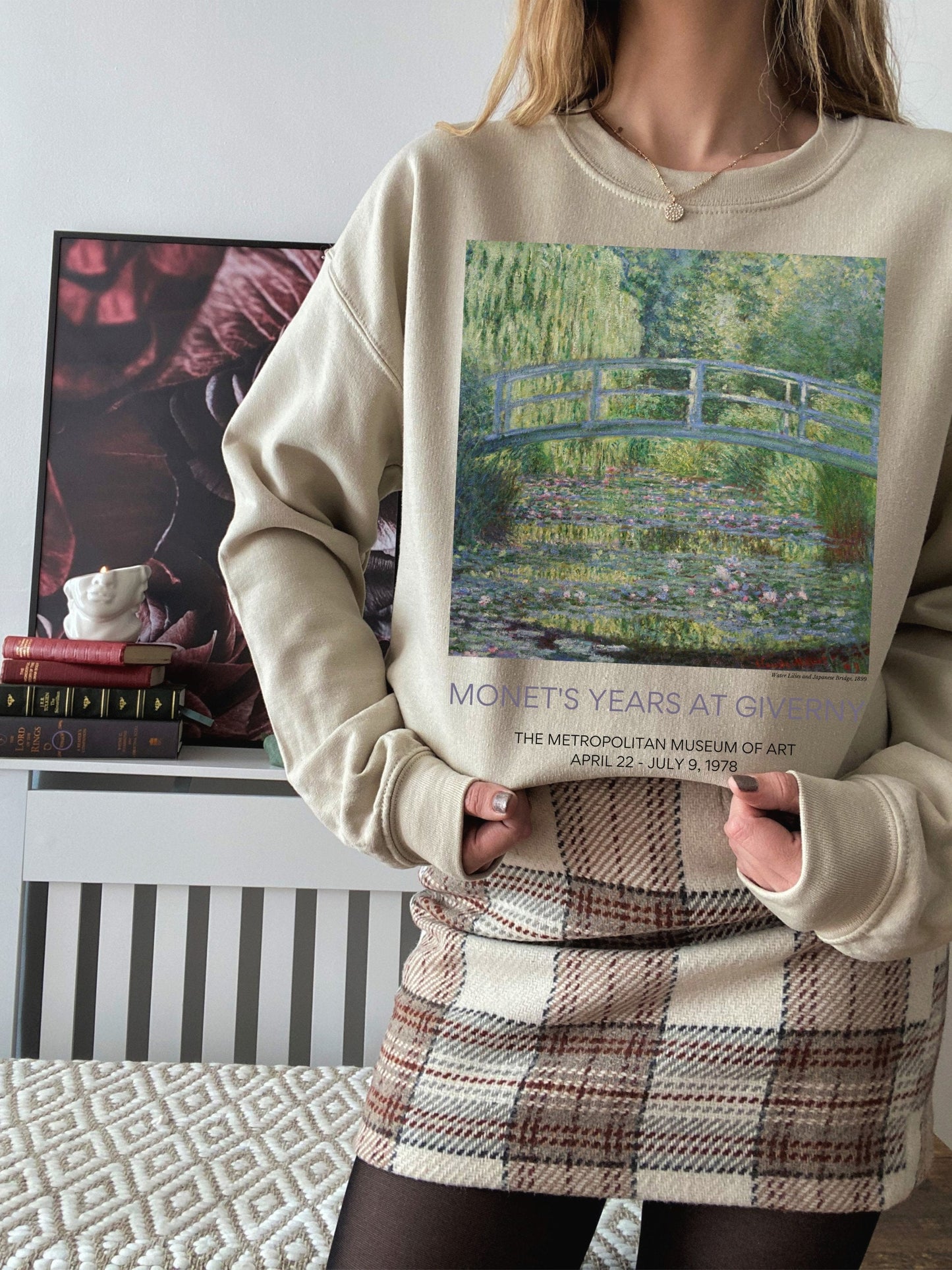 Claude Monet Japanese Bridge Water Lilies Art History Sweatshirt Classical Art Dark Academia Clothes Art Teacher Gift