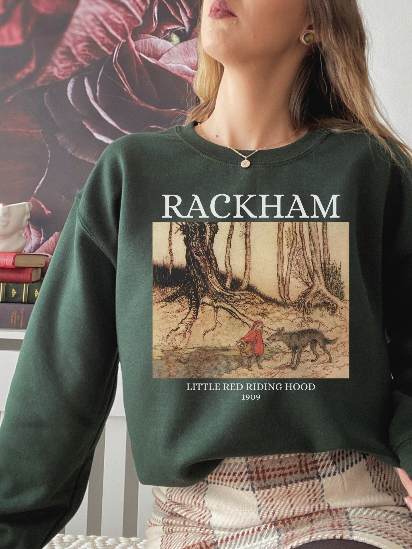 Arthur Rackham Little Red Riding Hood Illustration Famous Paintings Classical Art History Fairytale Dark Light Academia Sweatshirt