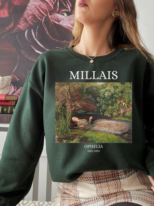 Ophelia Sir John Everett Millais Art History Light Dark Academia Romanticism Poet Aesthetic Sweatshirt