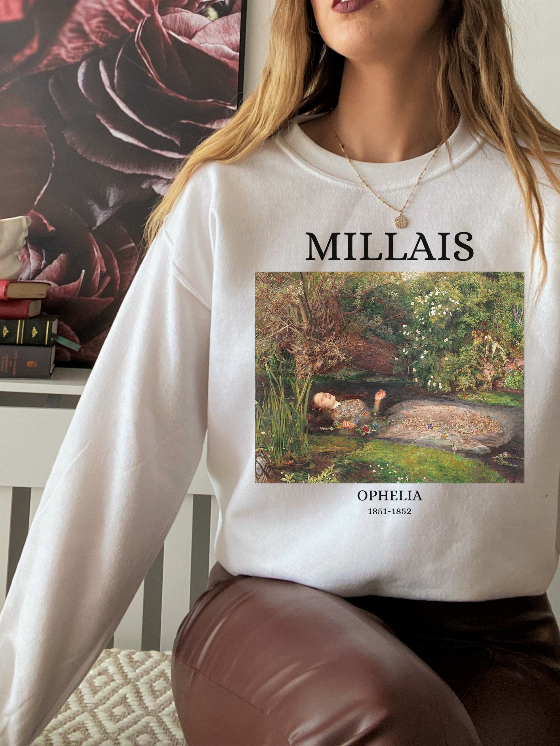 Ophelia Sir John Everett Millais Art History Light Dark Academia Romanticism Poet Aesthetic Sweatshirt