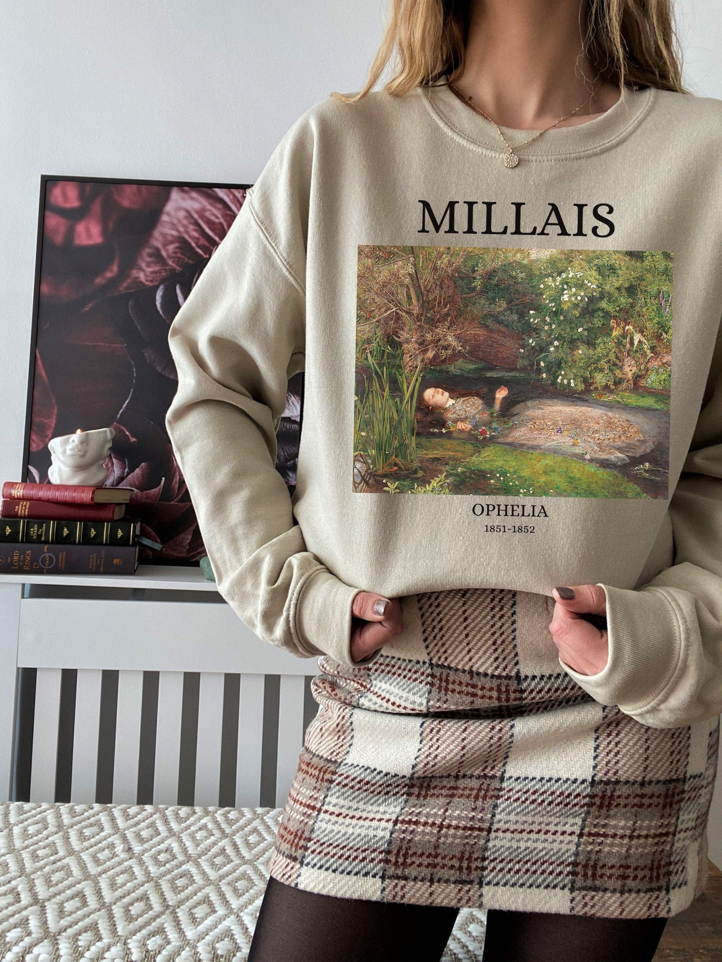 Ophelia Sir John Everett Millais Art History Light Dark Academia Romanticism Poet Aesthetic Sweatshirt