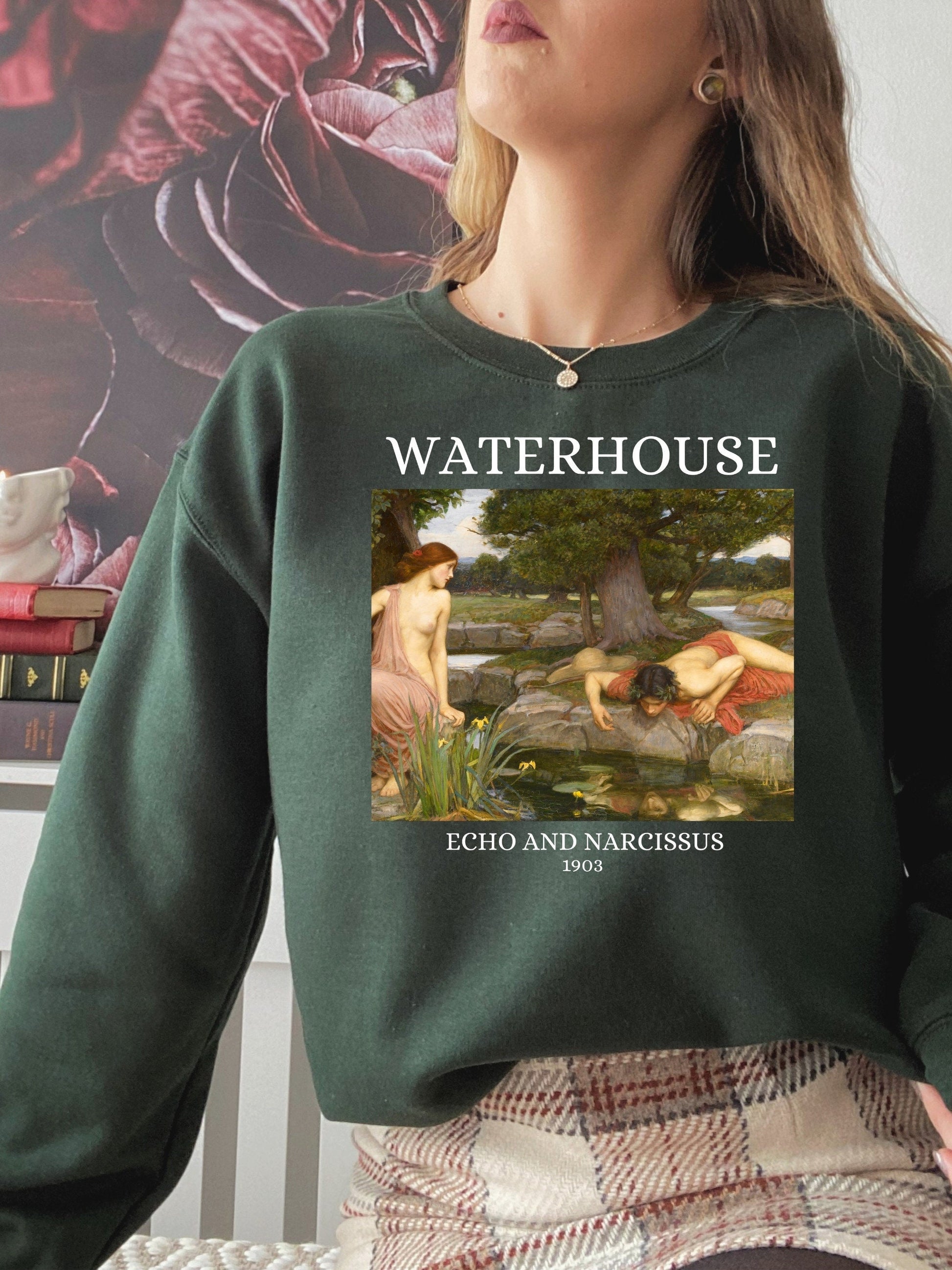 John William Waterhouse Echo Narcissus Greek Classics Light Dark Academia Art History Sweatshirt Aesthetic Famous Painter Paintings Museum