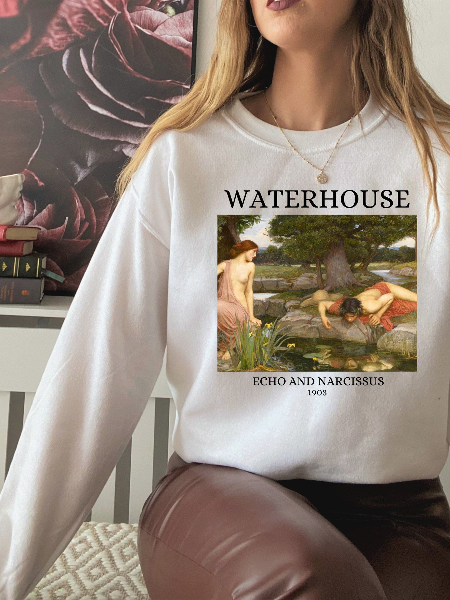 John William Waterhouse Echo Narcissus Greek Classics Light Dark Academia Art History Sweatshirt Aesthetic Famous Painter Paintings Museum