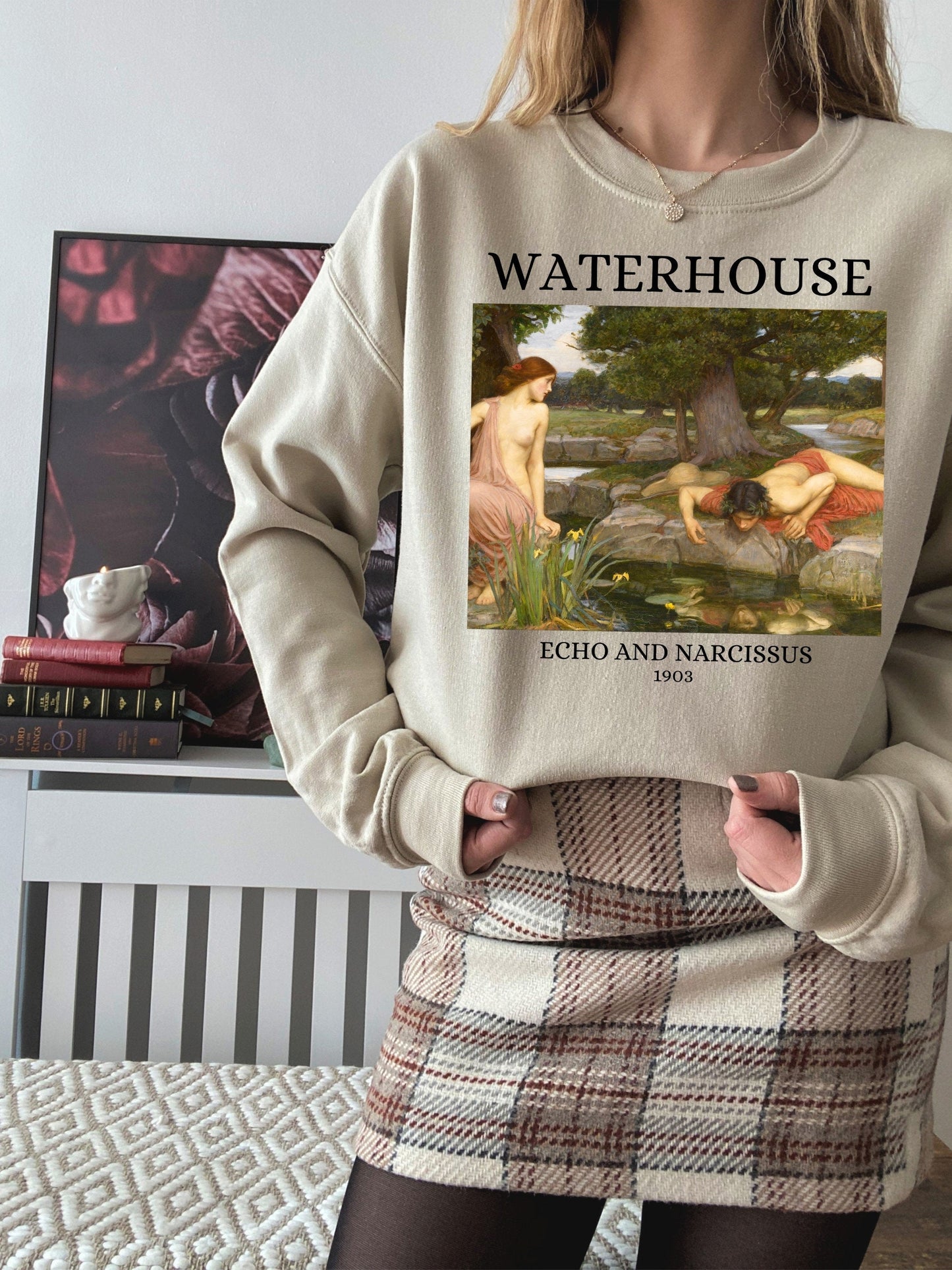 John William Waterhouse Echo Narcissus Greek Classics Light Dark Academia Art History Sweatshirt Aesthetic Famous Painter Paintings Museum