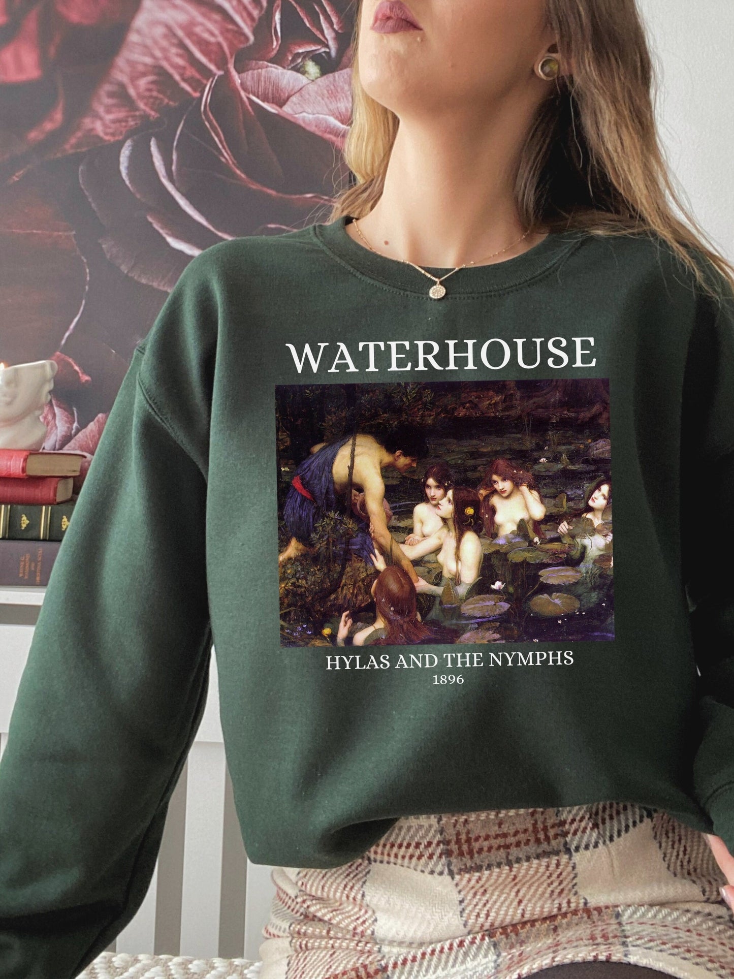 John William Waterhouse Hylas Nymphs Greek Classics Light Dark Academia Art History Sweatshirt Aesthetic Famous Painter Paintings Museum