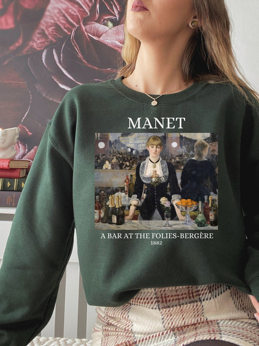 Edouard Manet Impressionist Light Dark Academia Art History Sweatshirt Aesthetic Famous Painter Paintings Museum Folies-Bergère