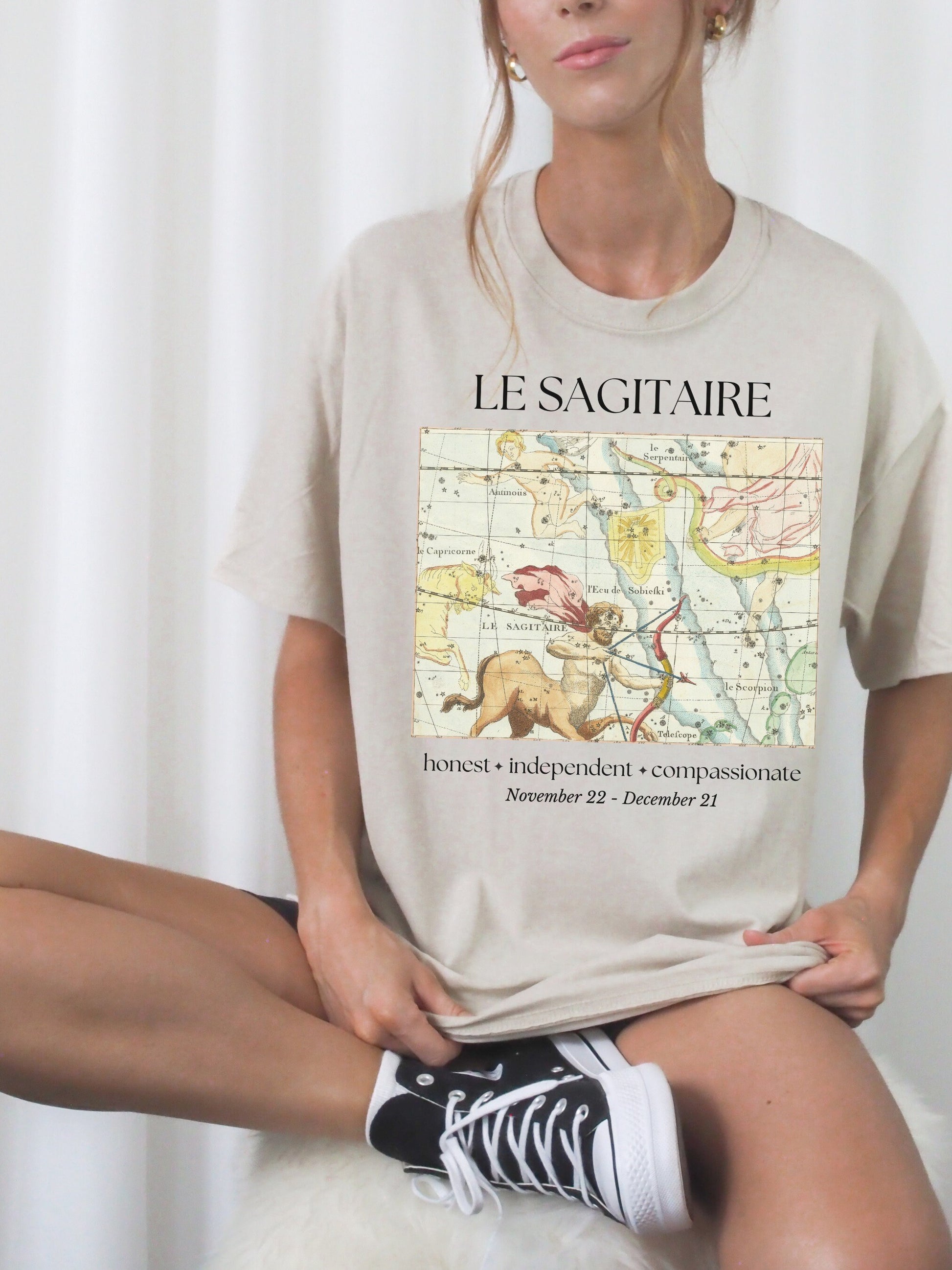 Sagittarius French Zodiac Constellation Astrology Horoscope Sweatshirt * Birthday Birth Date Shirt * Fire Sign Gift * Light Dark Academia