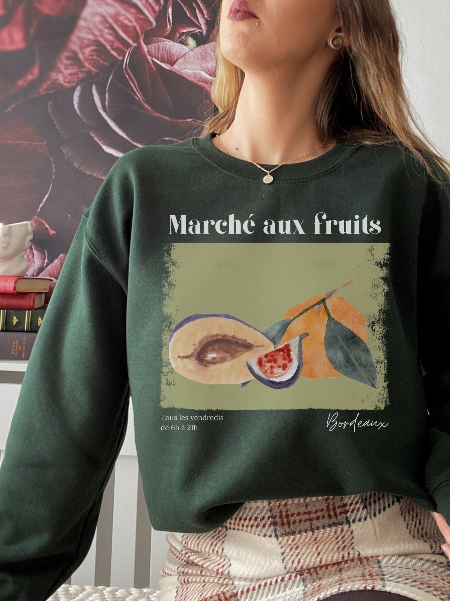 Farmers Market French Marche aux fruits fleurs SweatShirt * Danish Springcore French Girl * Paris Poster Print * Clean Girl Sunday Reset