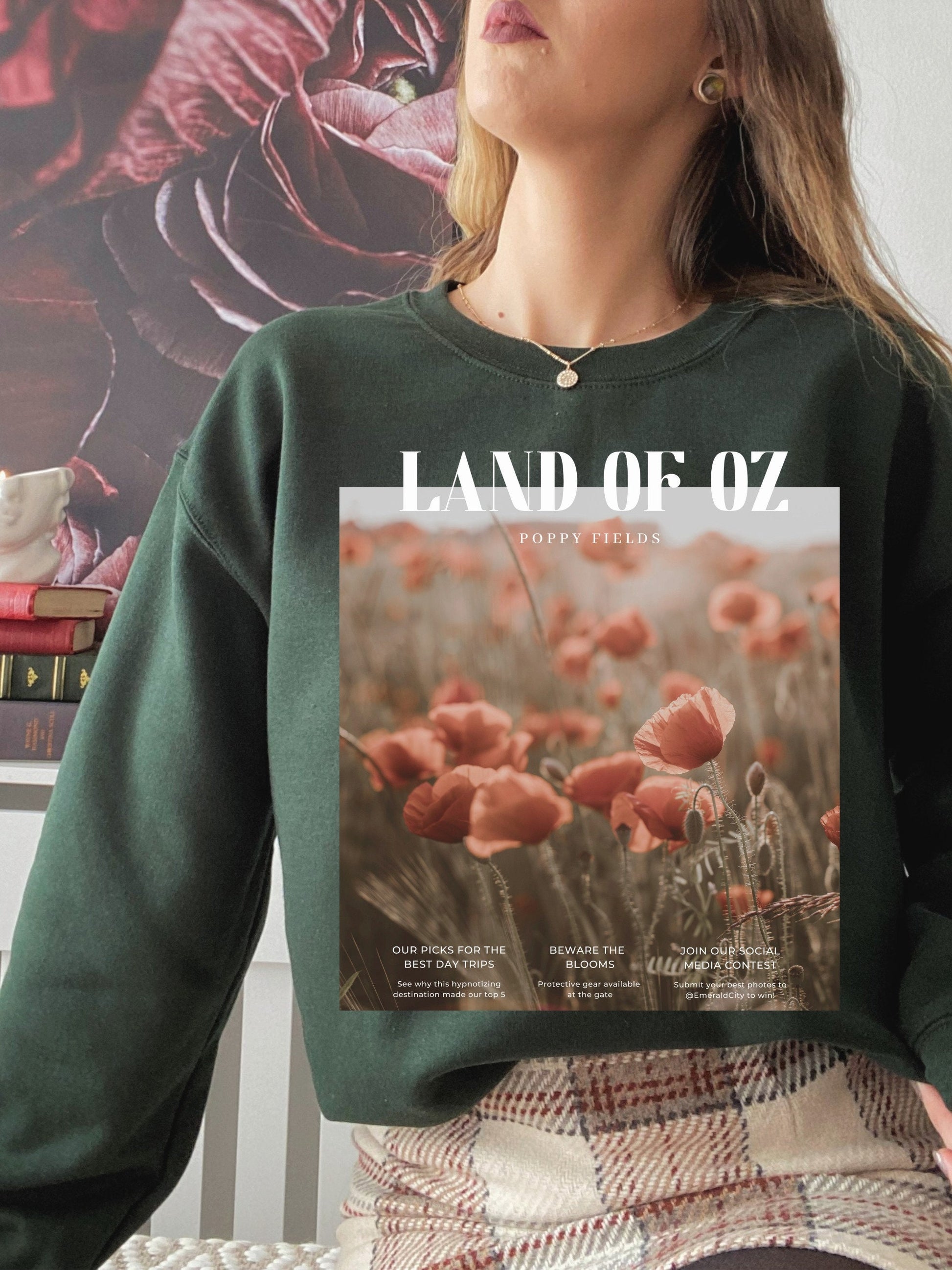 Land of Oz Travel Magazine Sweatshirt * Wizard of Oz Poppy Fields Emerald City National Park Tee * Literature Merch * Book Lover Gift