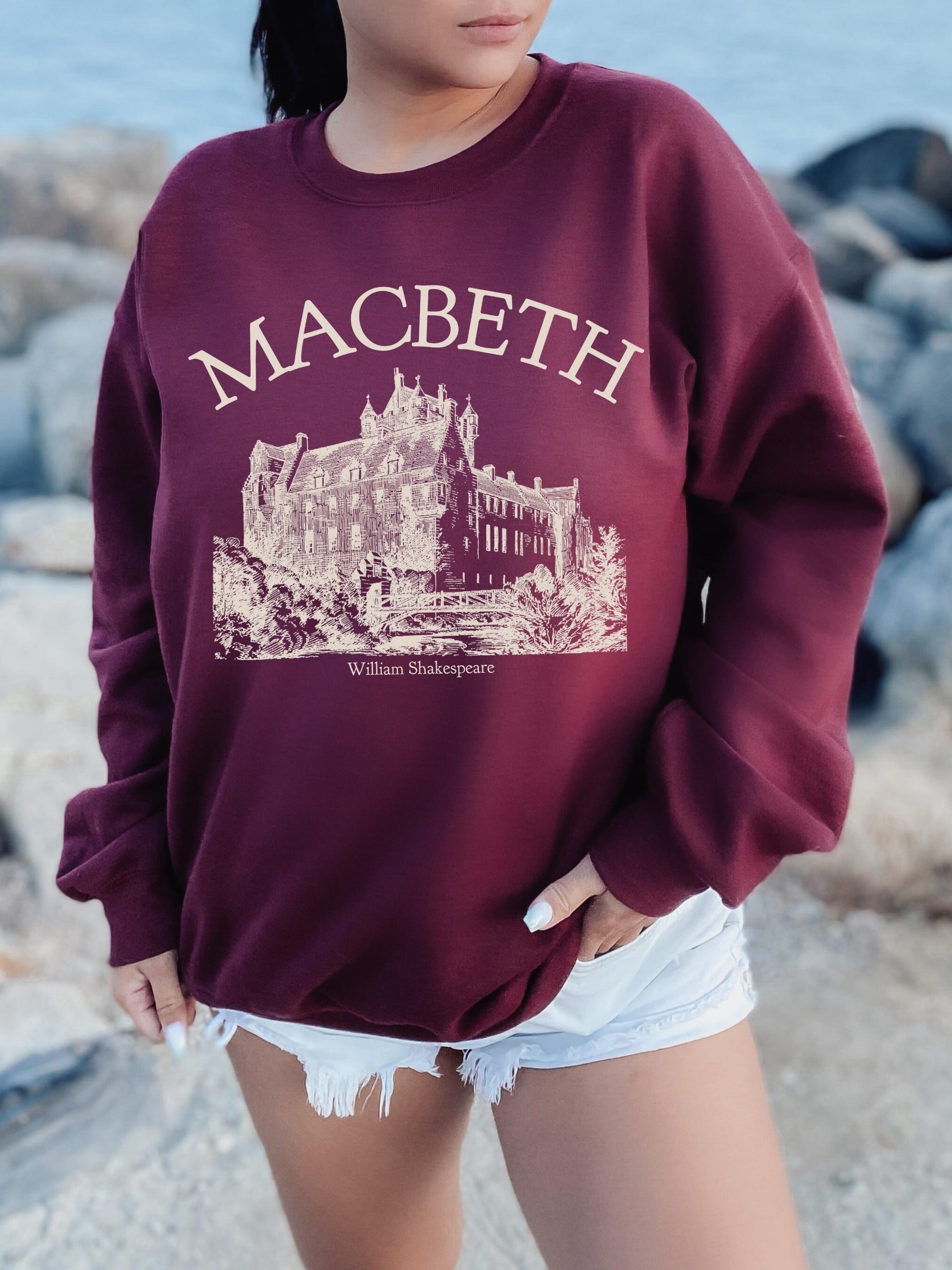 Shakespeare Macbeth Castle Bookish Sweatshirt * Literature Literary Shirt * Book Lover Bookworm Christmas Gift * Poet Light Dark Academia