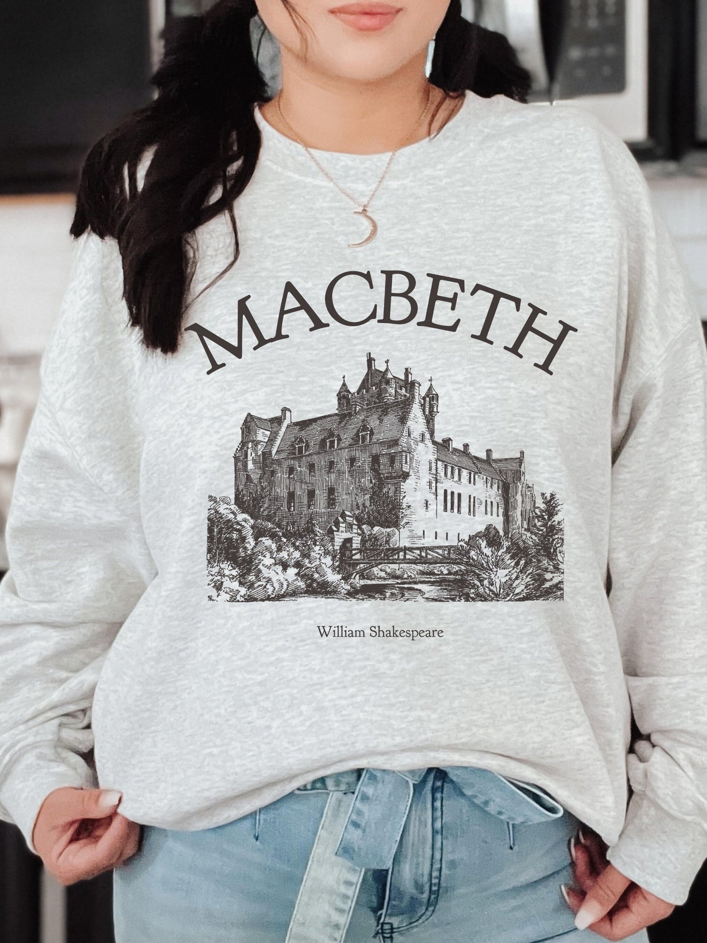 Shakespeare Macbeth Castle Bookish Sweatshirt * Literature Literary Shirt * Book Lover Bookworm Christmas Gift * Poet Light Dark Academia