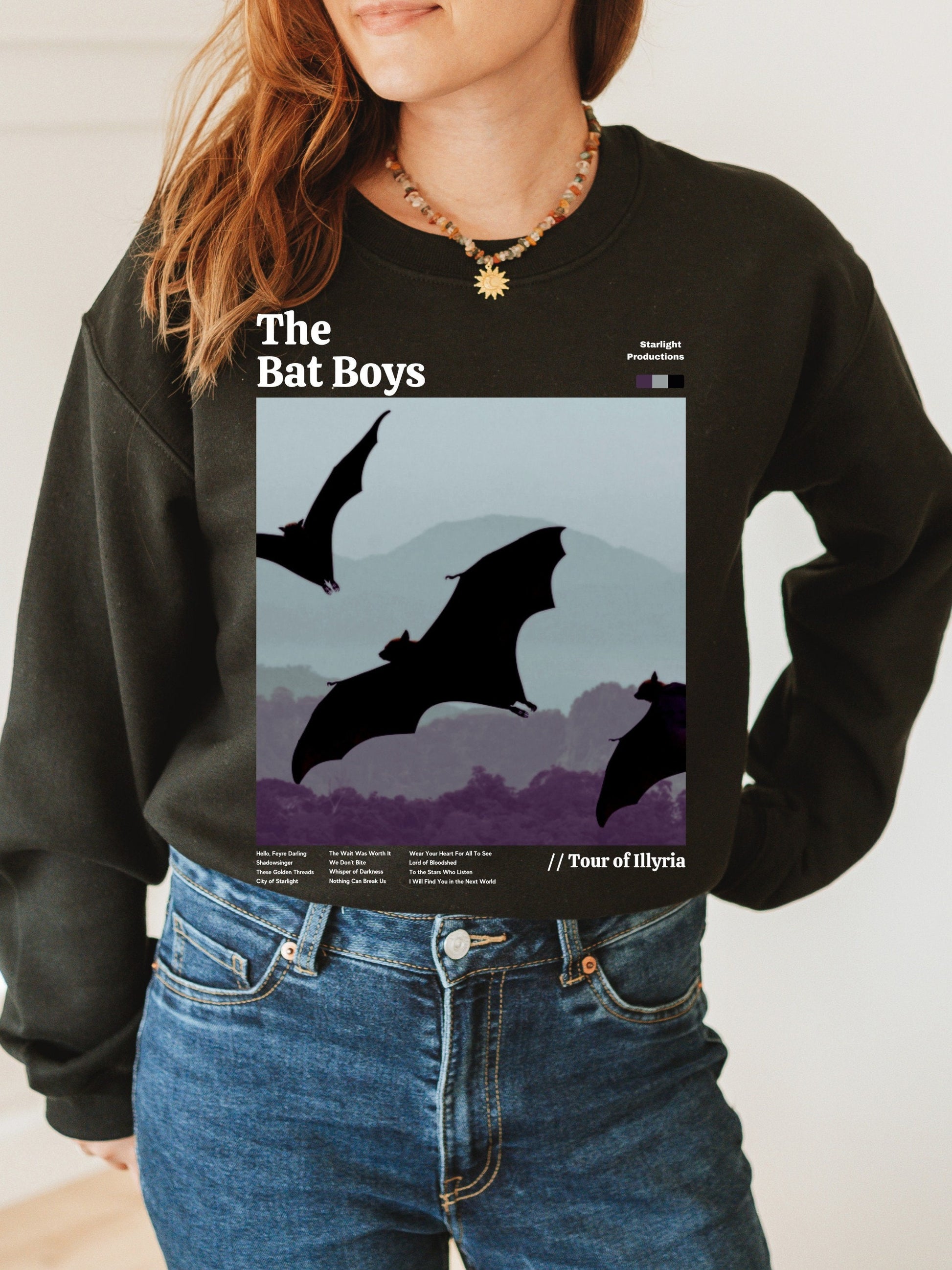 ACOTAR Bat Boys of Illyria Vintage Band Merch Sweatshirt * SJM Feyre Rhysand Cassian Azriel * Bookish Book Lover Gift * Literature Shirt