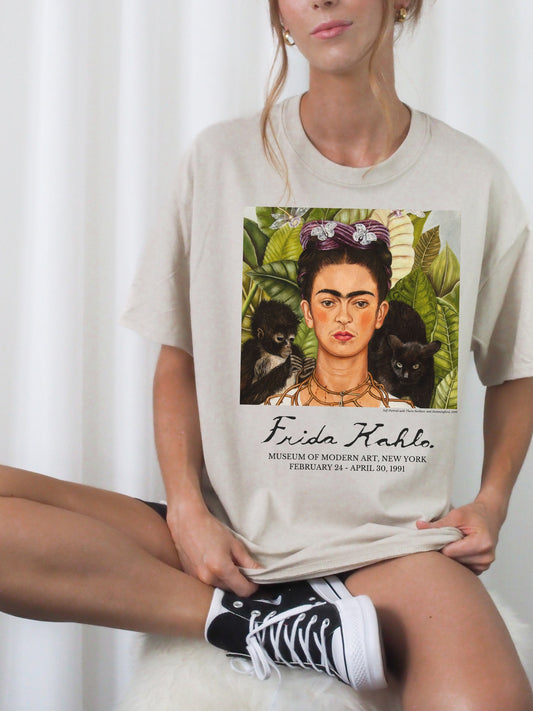 Frida Kahlo Museum Exhibit Art History Artsy Tee Shirt Light Dark Academia Aesthetic Famous Painting Mexican Artist Art Lover Gift