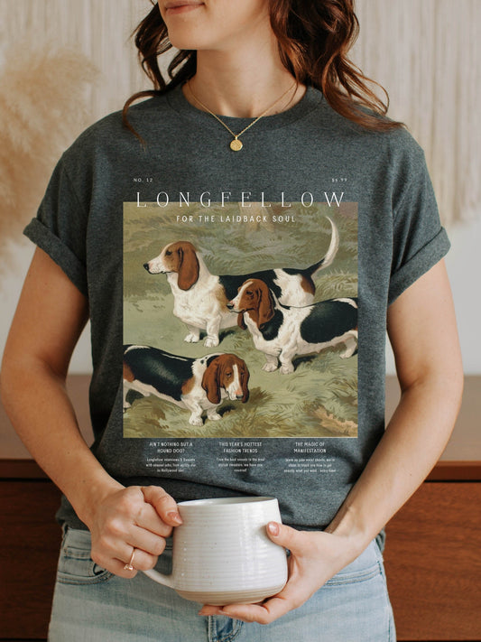 Basset Hound Dog Lover Tee Shirt Tshirt * Vintage Retro Aesthetic Minimalist oversized graphic tee