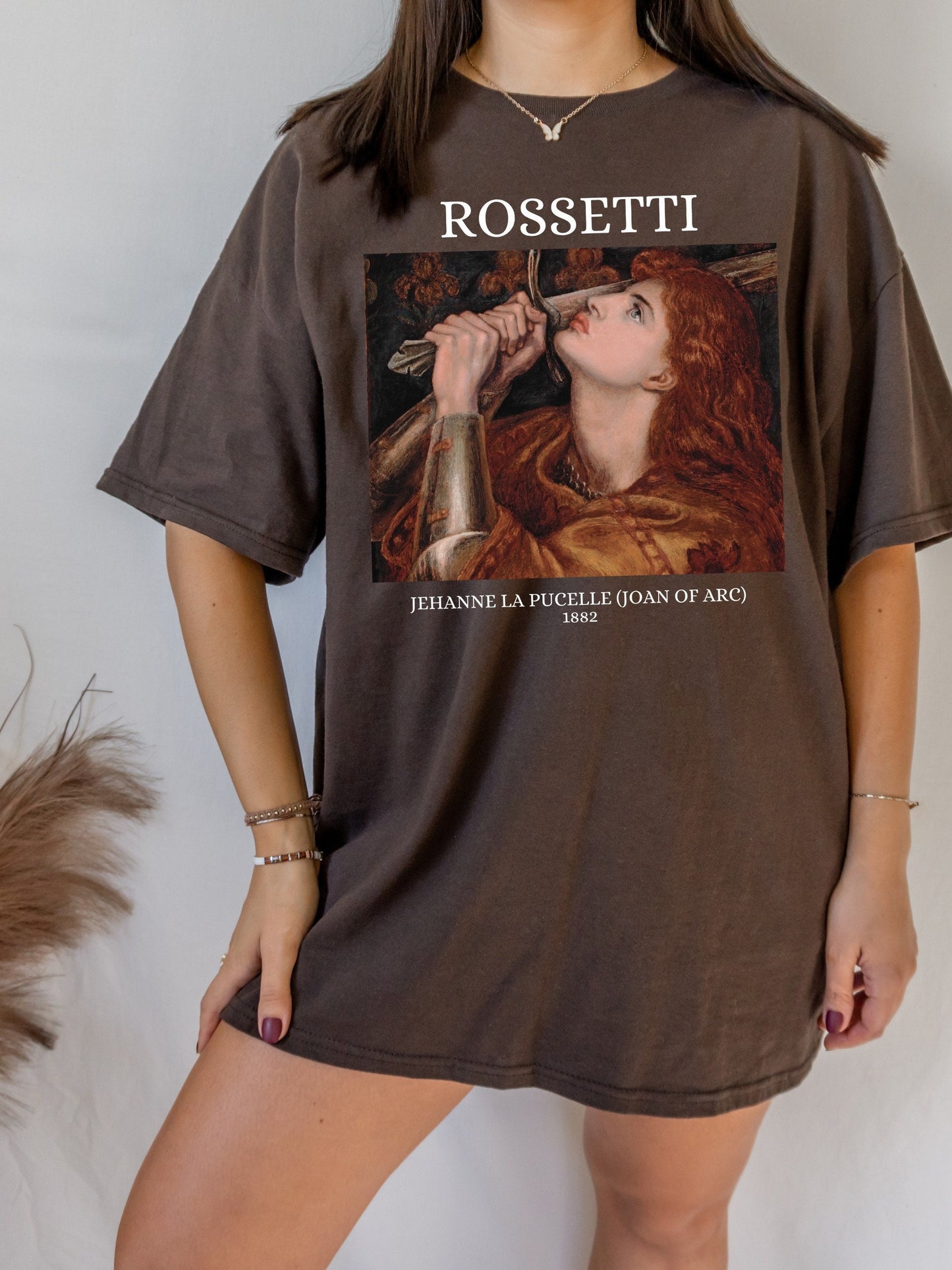 Rossetti Joan of Arc Famous Painting Tshirt Tee Shirt * Art History Light Dark Academia Aesthetic * Feminist Quote Shirt * Oversized tee