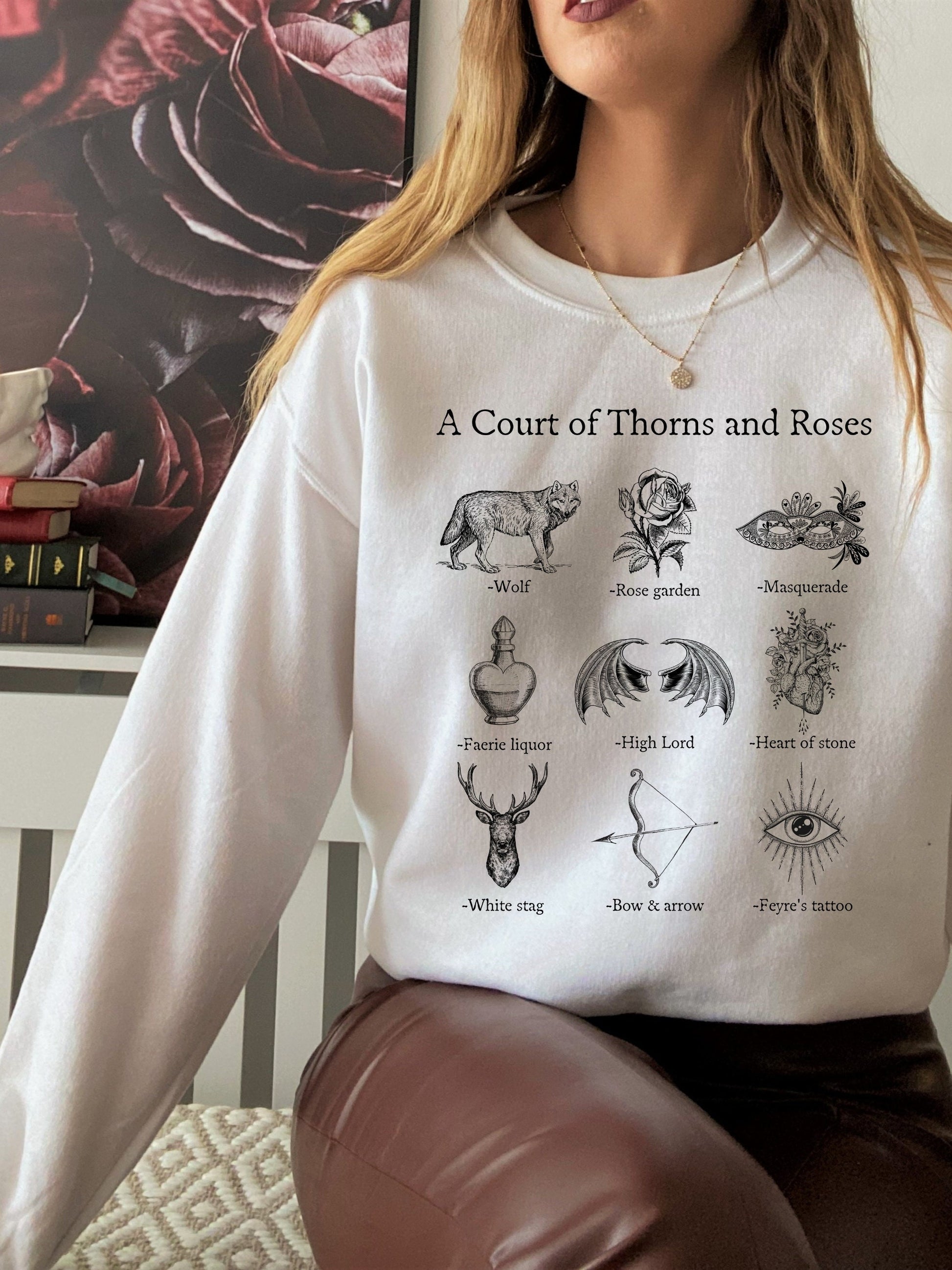 ACOTAR ACOMAF Icon Chart SJM Merch Sweatshirt * Inner Circle Feyre Rhysand * Witchy Goth Bookish Book Lover Gift Romance Reader