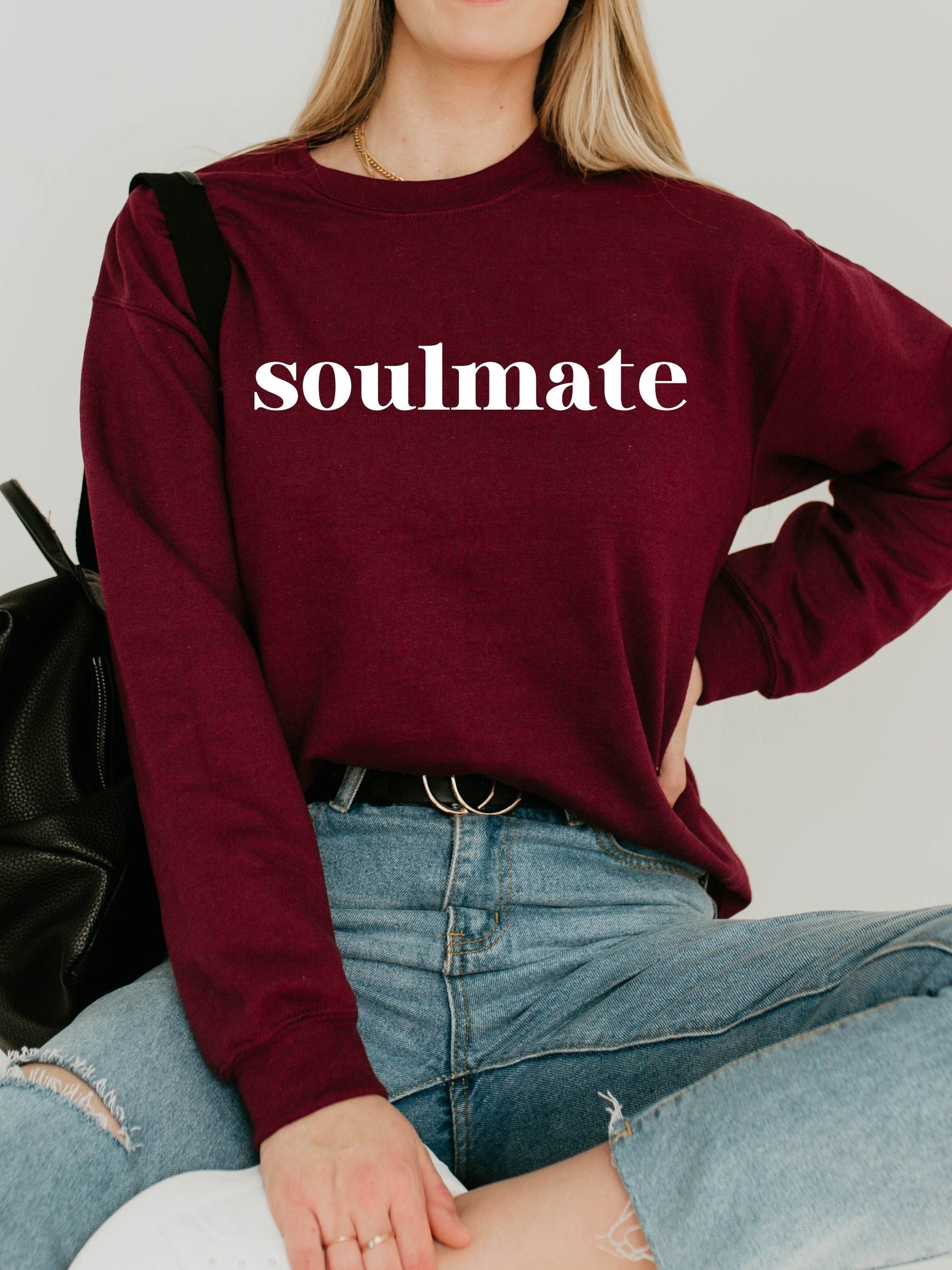 Soulmate Sweatshirt * Valentine's Day Coquette Couples Sweatshirt Romantic Gift for Her * Anniversary Birthday Gift * Minimalist Oversized