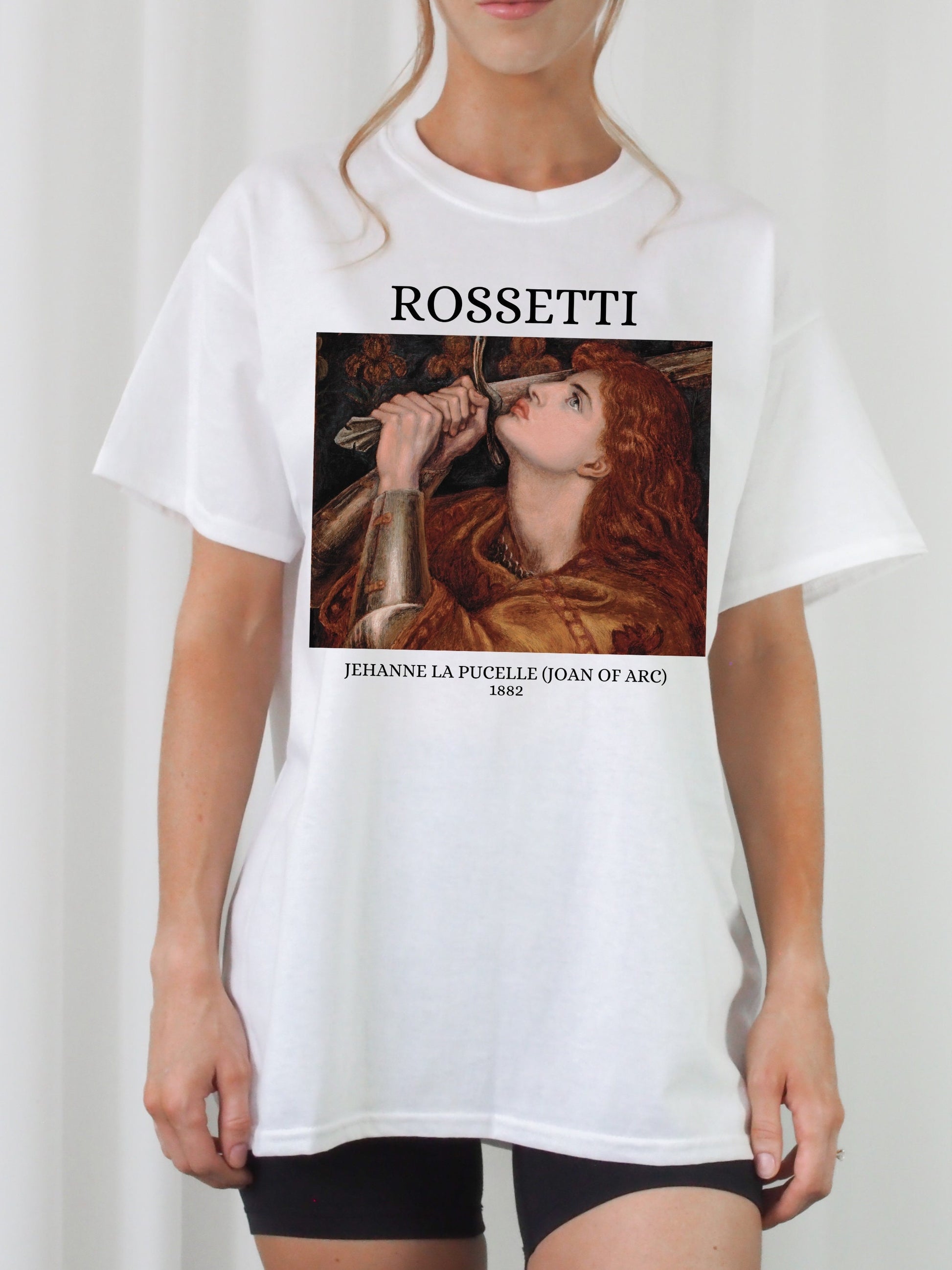 Rossetti Joan of Arc Famous Painting Tshirt Tee Shirt * Art History Light Dark Academia Aesthetic * Feminist Quote Shirt * Oversized tee