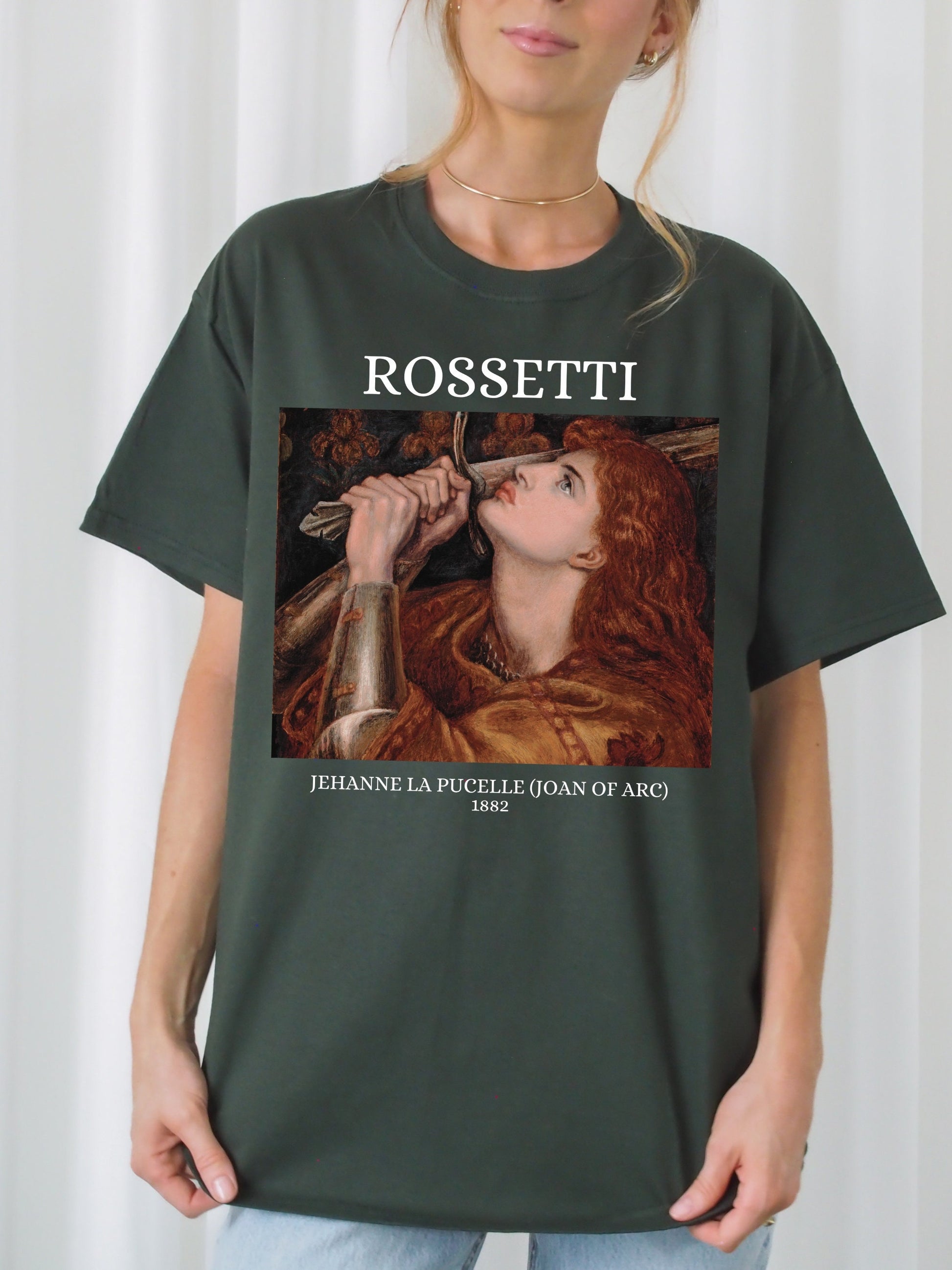 Rossetti Joan of Arc Famous Painting Tshirt Tee Shirt * Art History Light Dark Academia Aesthetic * Feminist Quote Shirt * Oversized tee