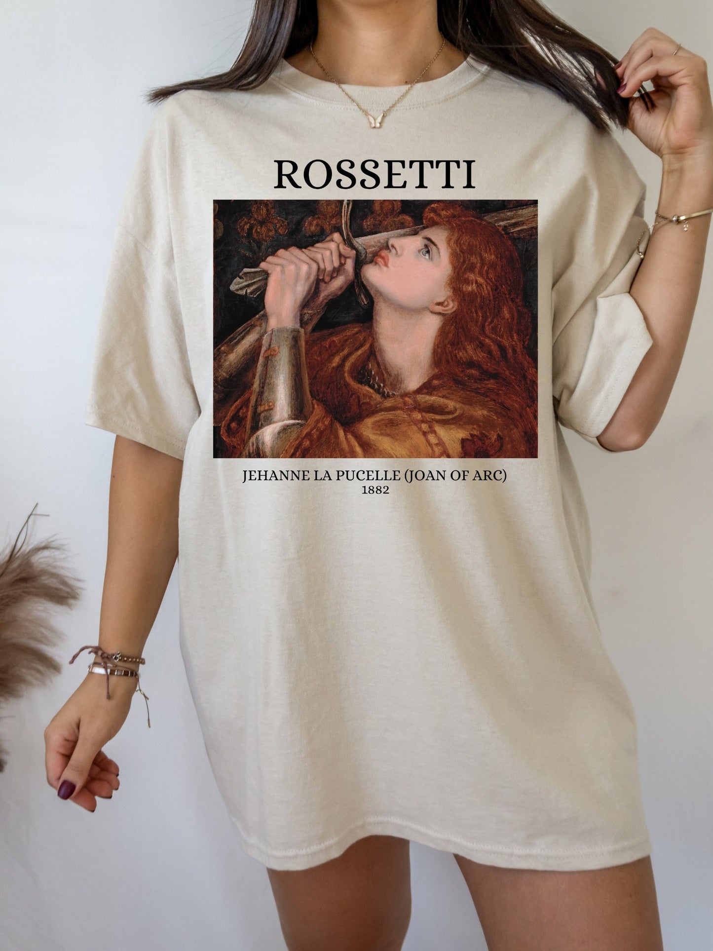 Rossetti Joan of Arc Famous Painting Tshirt Tee Shirt * Art History Light Dark Academia Aesthetic * Feminist Quote Shirt * Oversized tee