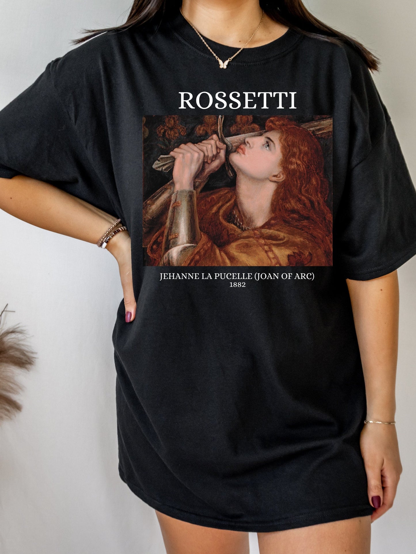 Rossetti Joan of Arc Famous Painting Tshirt Tee Shirt * Art History Light Dark Academia Aesthetic * Feminist Quote Shirt * Oversized tee