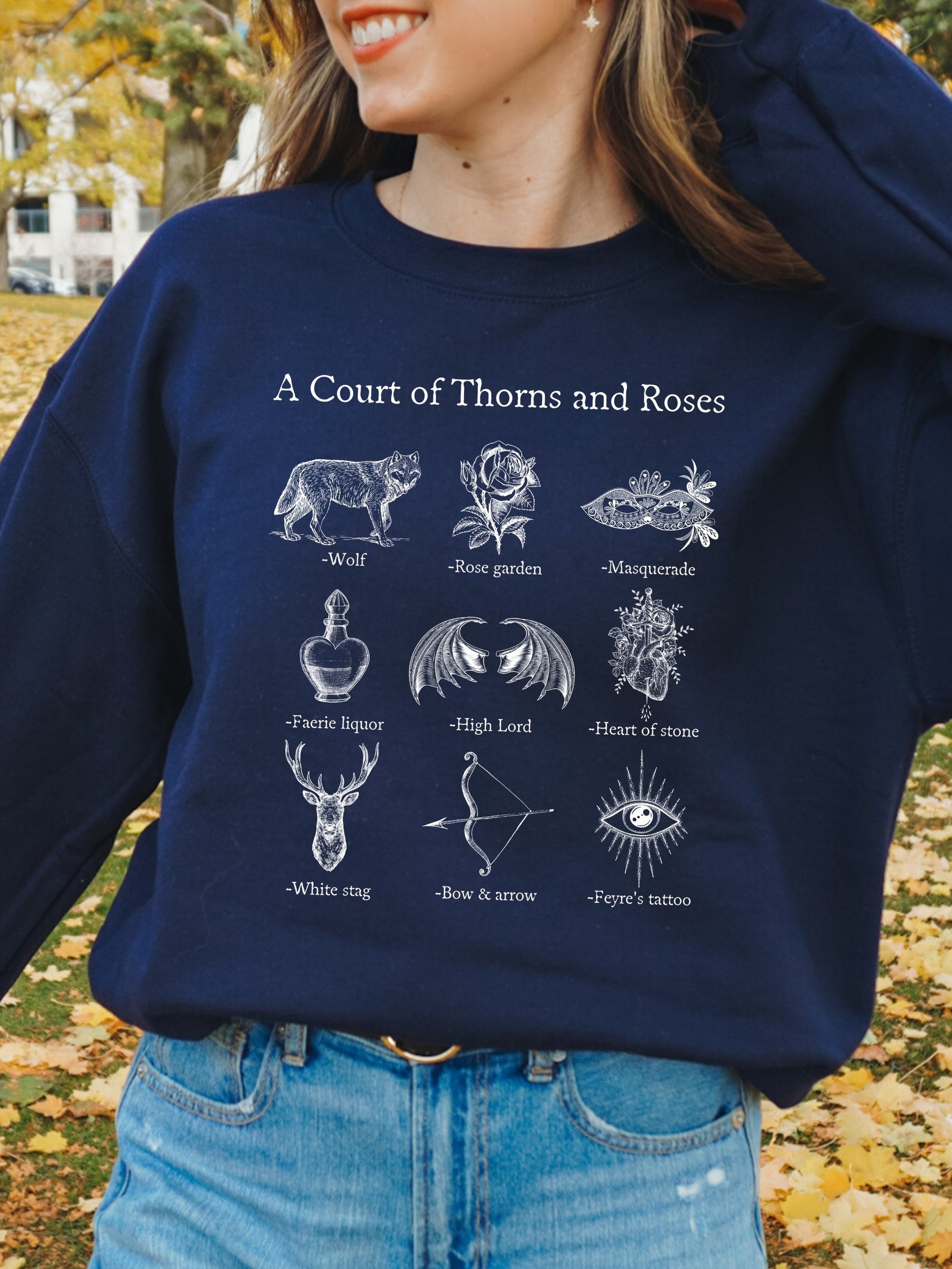 ACOTAR ACOMAF Icon Chart SJM Merch Sweatshirt * Inner Circle Feyre Rhysand * Witchy Goth Bookish Book Lover Gift Romance Reader