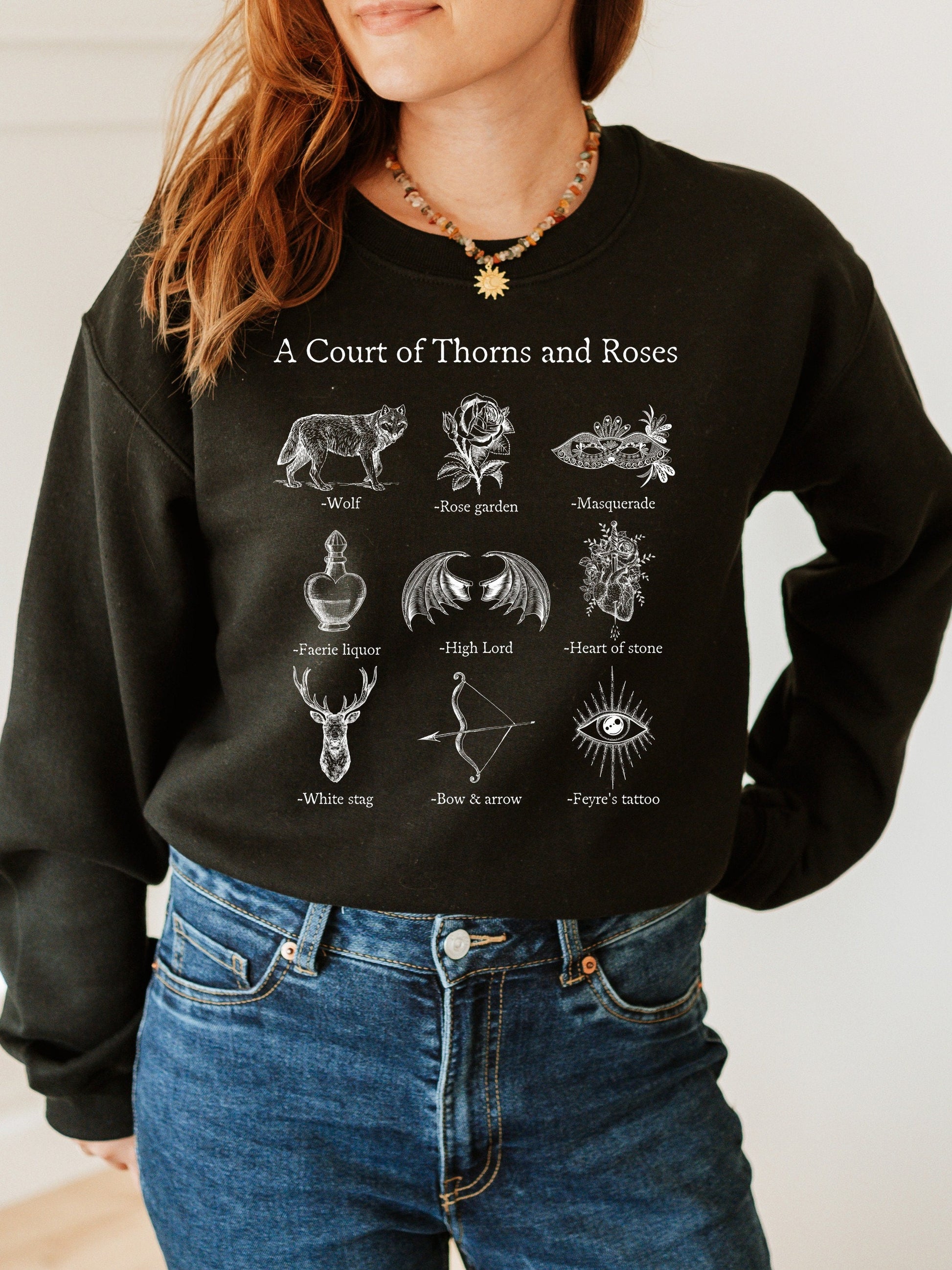 ACOTAR ACOMAF Icon Chart SJM Merch Sweatshirt * Inner Circle Feyre Rhysand * Witchy Goth Bookish Book Lover Gift Romance Reader