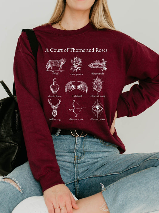 ACOTAR ACOMAF Icon Chart SJM Merch Sweatshirt * Inner Circle Feyre Rhysand * Witchy Goth Bookish Book Lover Gift Romance Reader