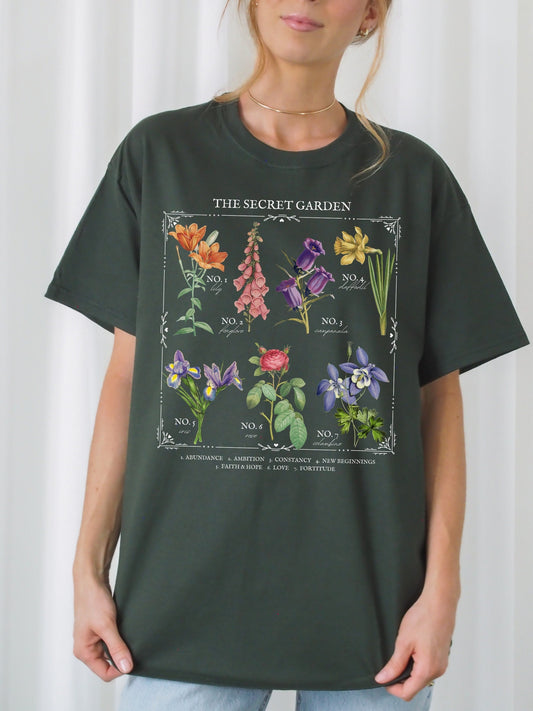 The Secret Garden Literary Flower Chart T-shirt