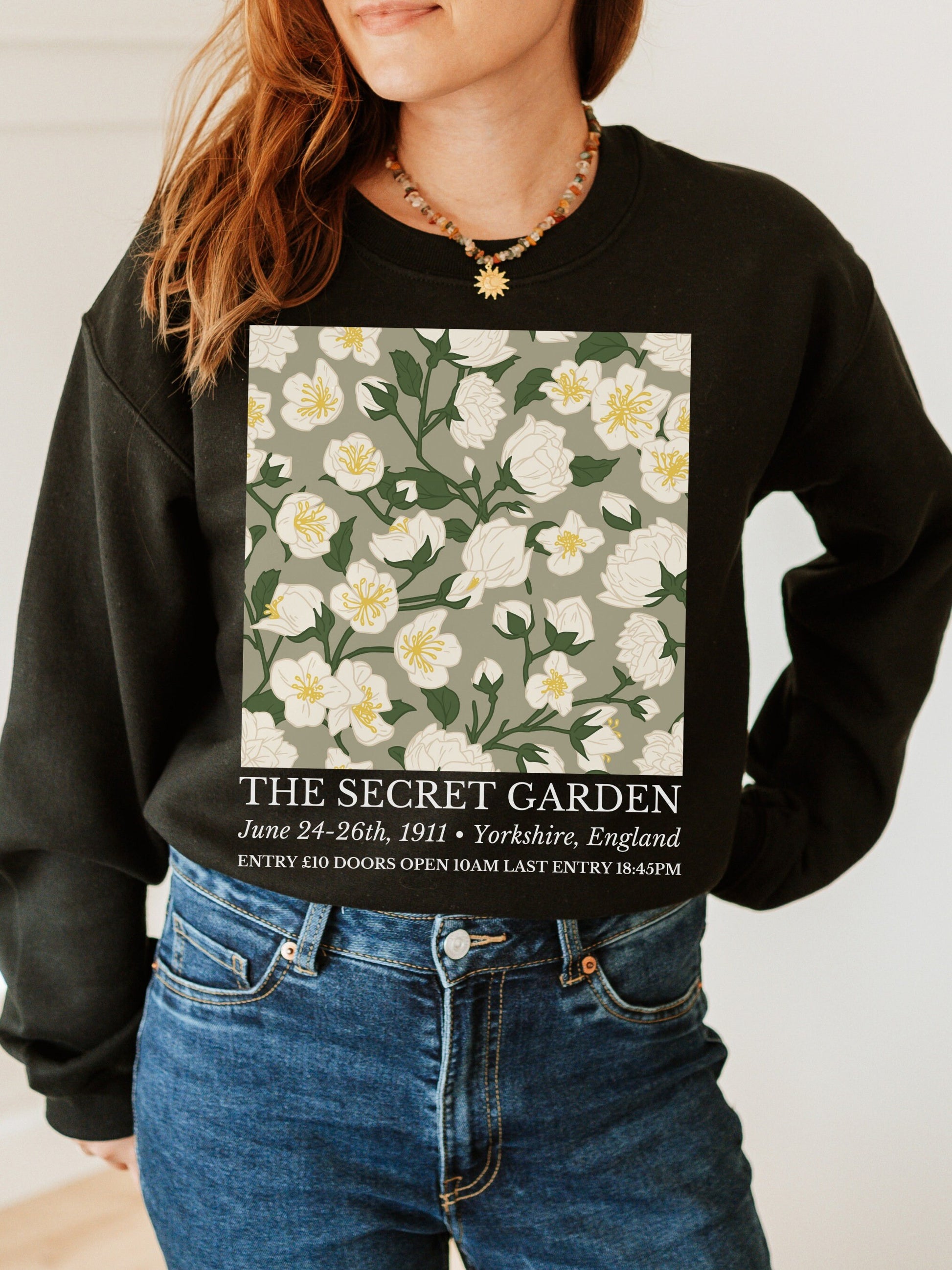 The Secret Garden Flower Market Show Sweatshirt * Frances Hodgson Burnett * Language of Flowers Cottagecore Book Lover Literature Gift