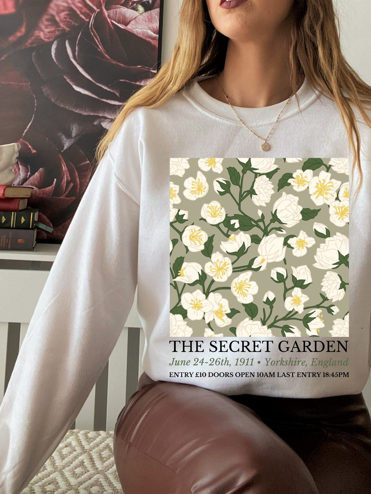 The Secret Garden Flower Market Show Sweatshirt * Frances Hodgson Burnett * Language of Flowers Cottagecore Book Lover Literature Gift