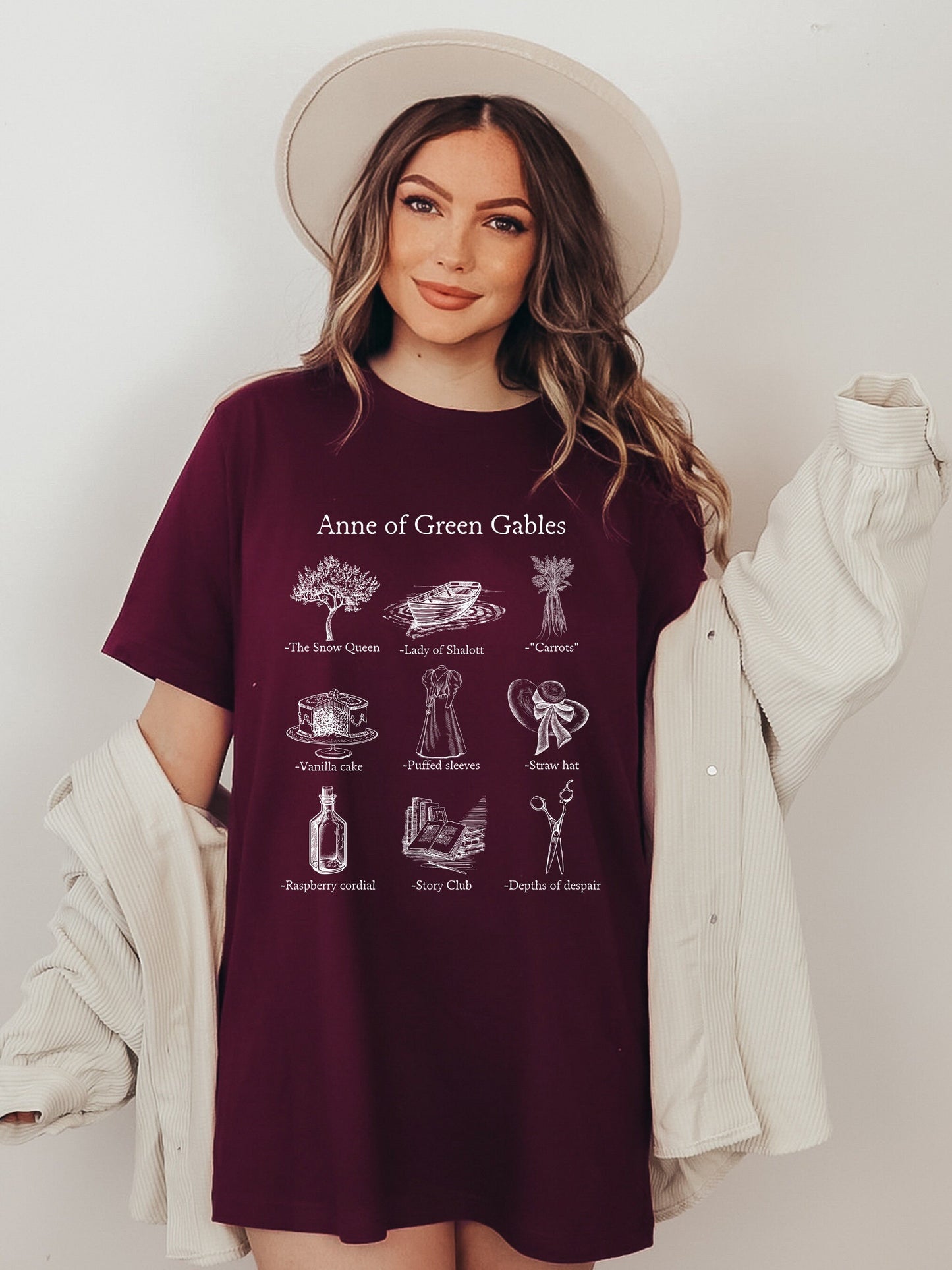 Anne of Green Gables Icon Chart Tee Shirt Tshirt * Cottagecore Anne with an E * LM Montgomery * Book Fandom Merch Bookish Gift Book Lover