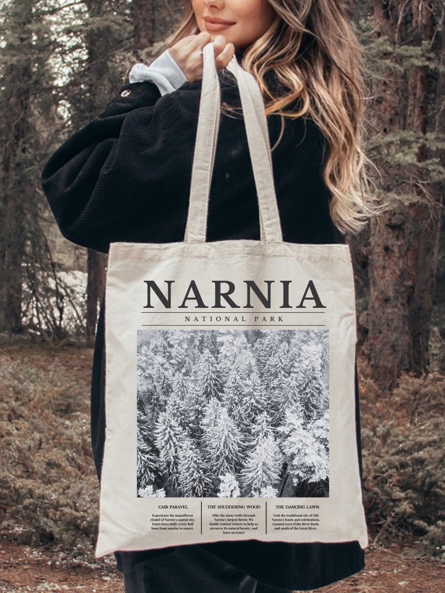 Narnia National Park Tote Book Bag * Retro Minimalist Aesthetic Sweatshirt * Granola Girl Book Merch * Bookish Booktok Book Lover Gift