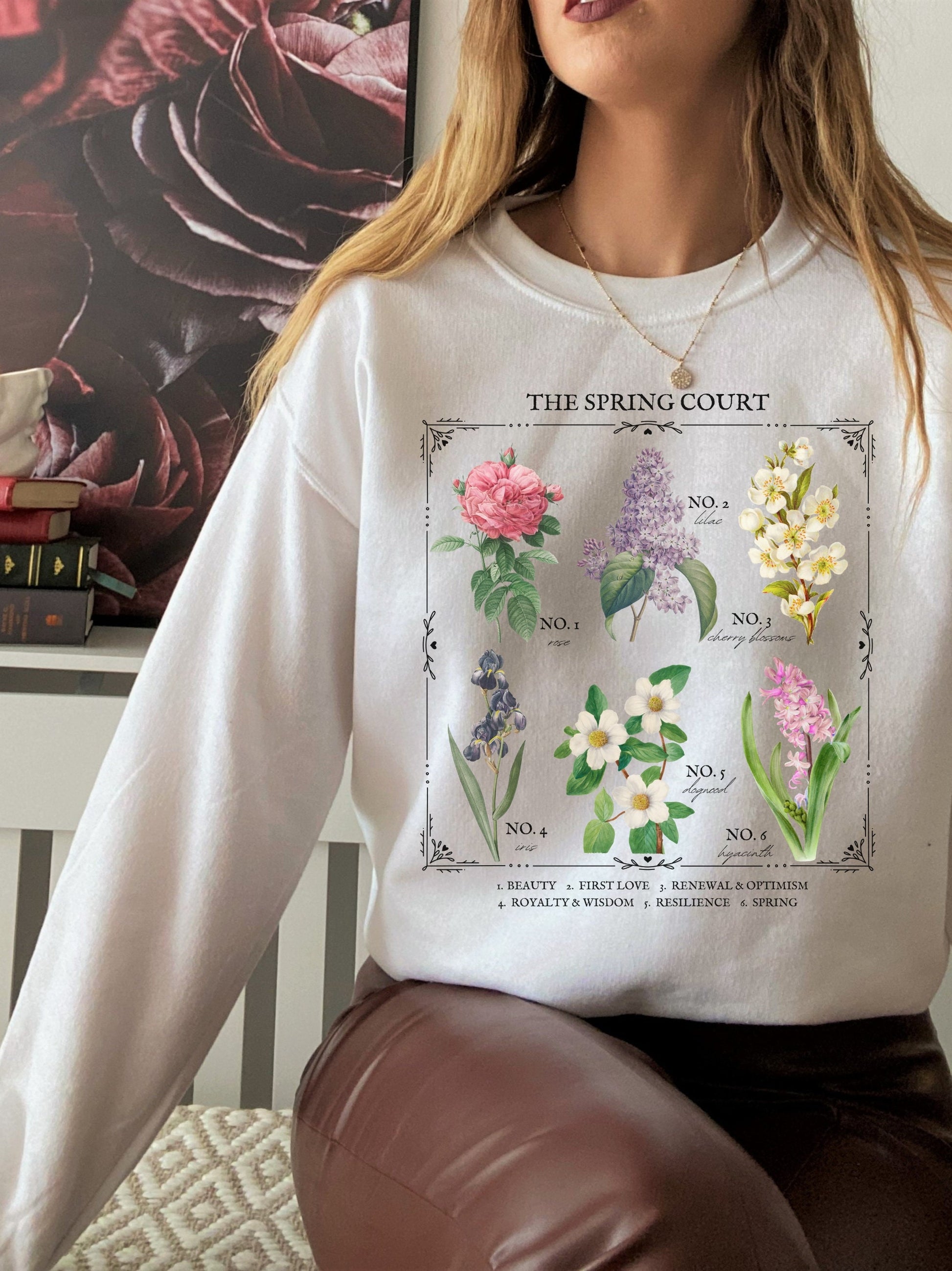 ACOTAR ACOMAF Spring Court Flower Chart * SJM Merch Sweatshirt * Tamlin Feyre Rhysand * Witchy Goth Bookish Book Lover Gift Romance Reader