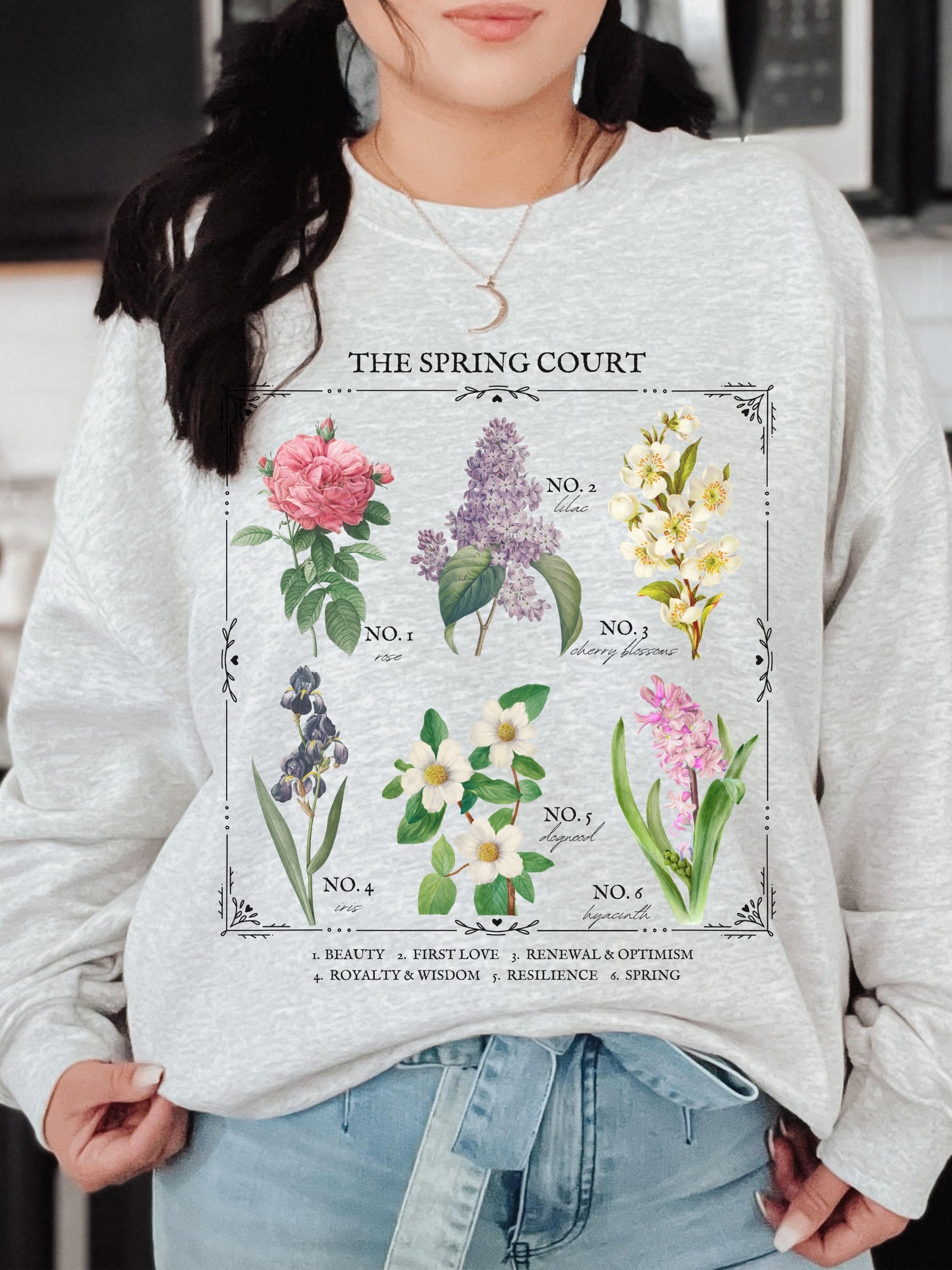 ACOTAR ACOMAF Spring Court Flower Chart * SJM Merch Sweatshirt * Tamlin Feyre Rhysand * Witchy Goth Bookish Book Lover Gift Romance Reader