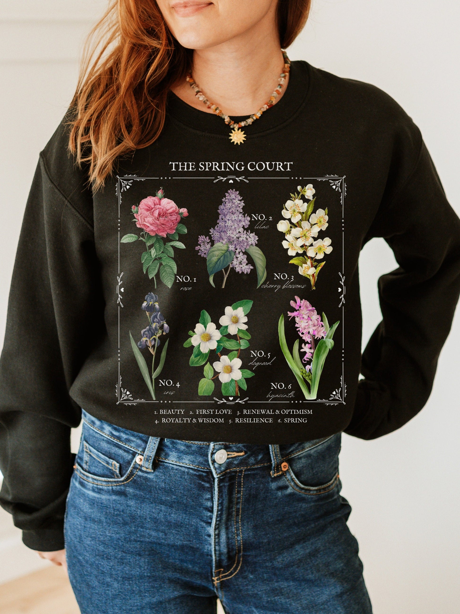 ACOTAR ACOMAF Spring Court Flower Chart * SJM Merch Sweatshirt * Tamlin Feyre Rhysand * Witchy Goth Bookish Book Lover Gift Romance Reader