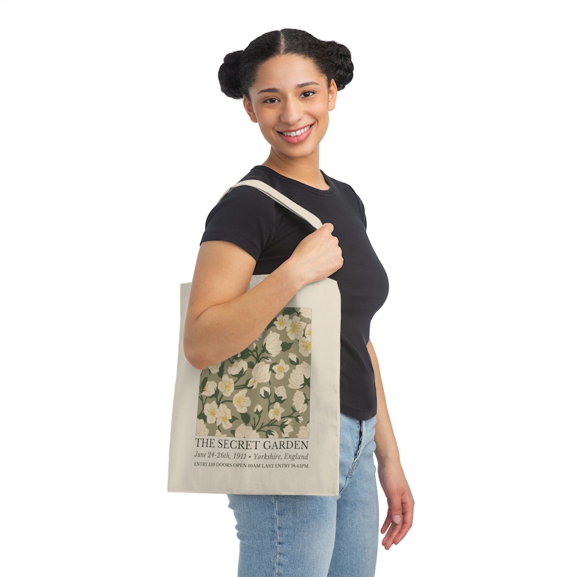 The Secret Garden Flower Market Show Tote Book Bag * Dark Cottagecore Light Academia Fairycore Goblincore * Botanical Herbology Flower Print