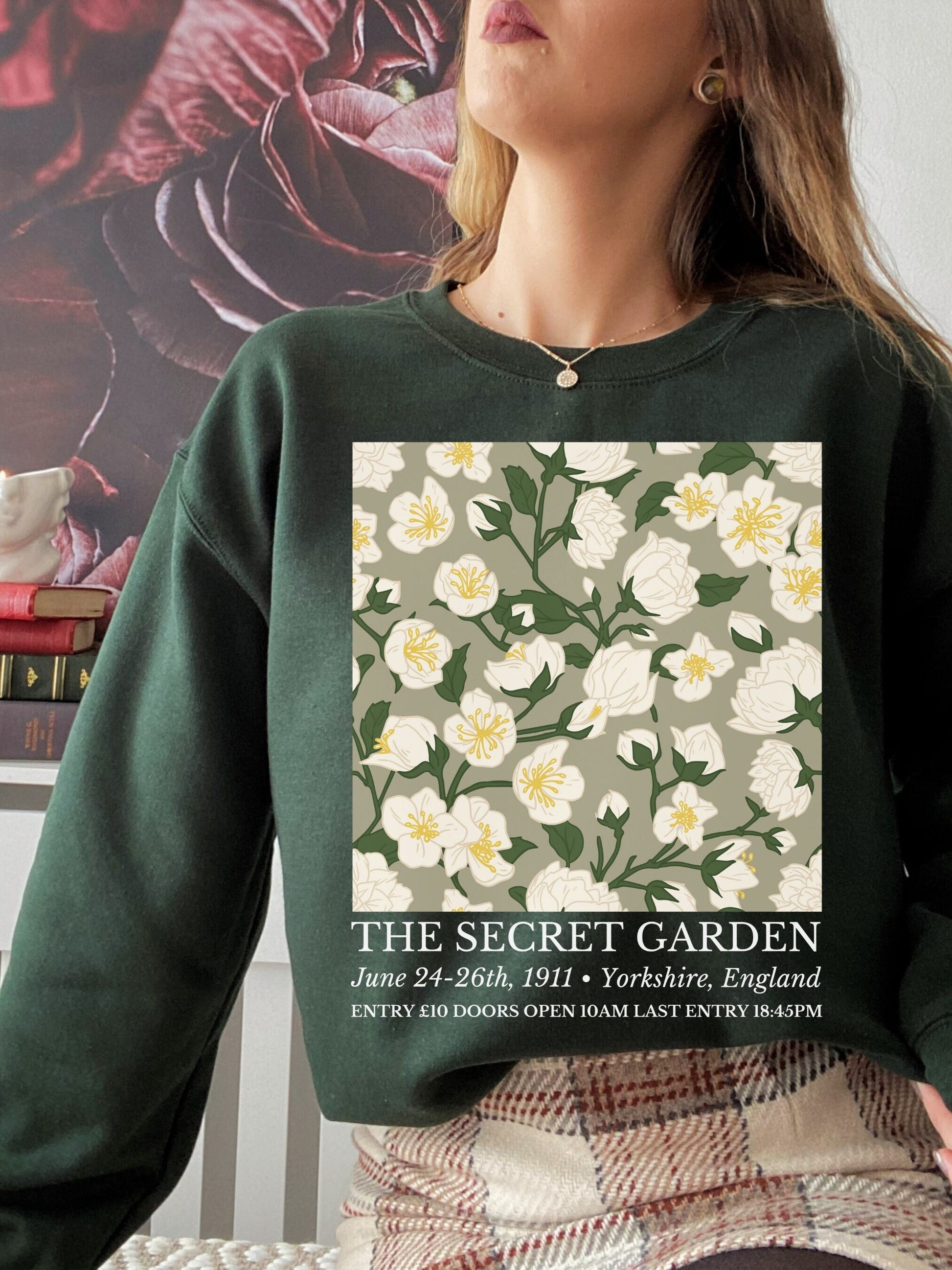 The Secret Garden Flower Market Show Sweatshirt * Frances Hodgson Burnett * Language of Flowers Cottagecore Book Lover Literature Gift