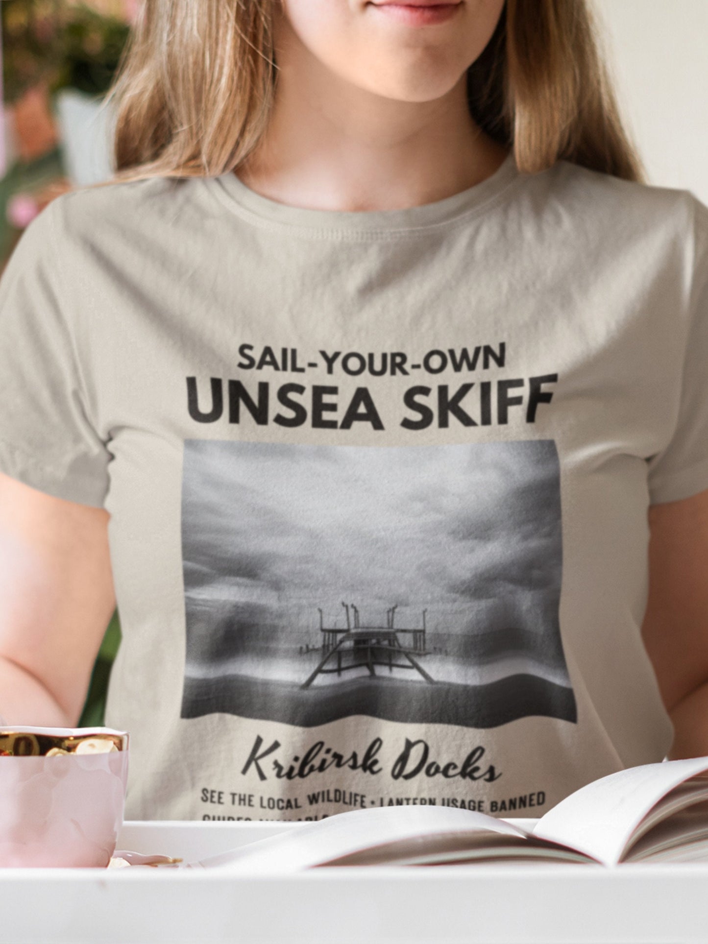 The Unsea Sail Your Own Skiff Tour Tee Shirt Tshirt * The Shadow Fold Grishaverse Merch Travel Tour Ad * Shadow and Bone Six of Crows Alina