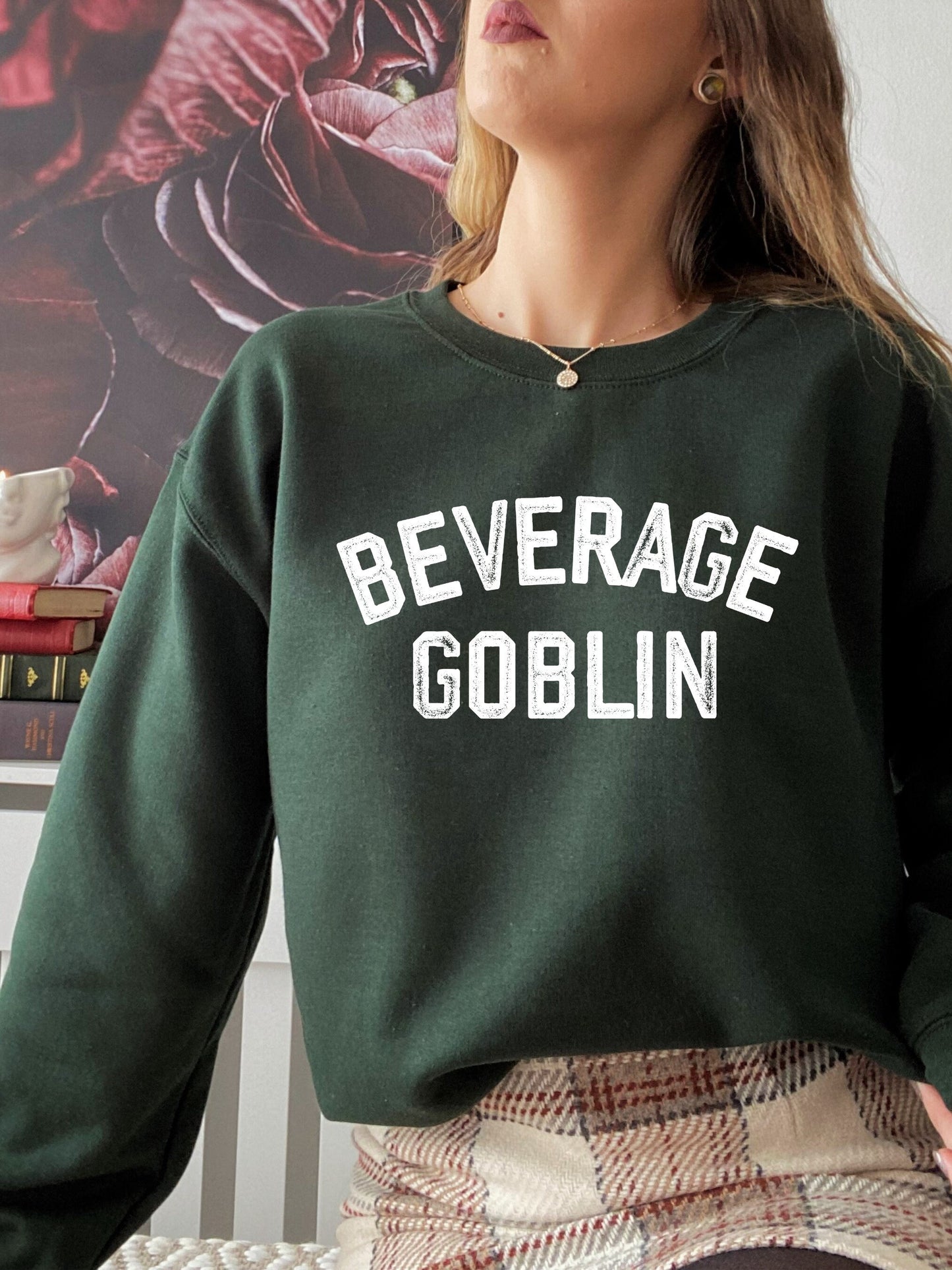 Beverage Goblin Varsity Sweatshirt * Holiday Birthday Gift Idea for Her * Oversized Graphic Trendy Sweatshirt * Gamer Gift Coffee Wine Lover